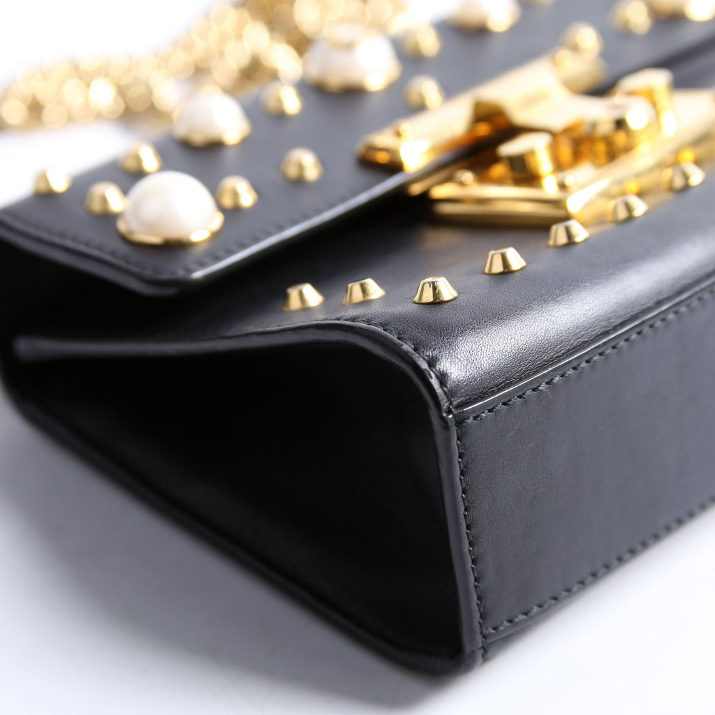 Gucci 432182 Padlock Pearl Leather Small Black