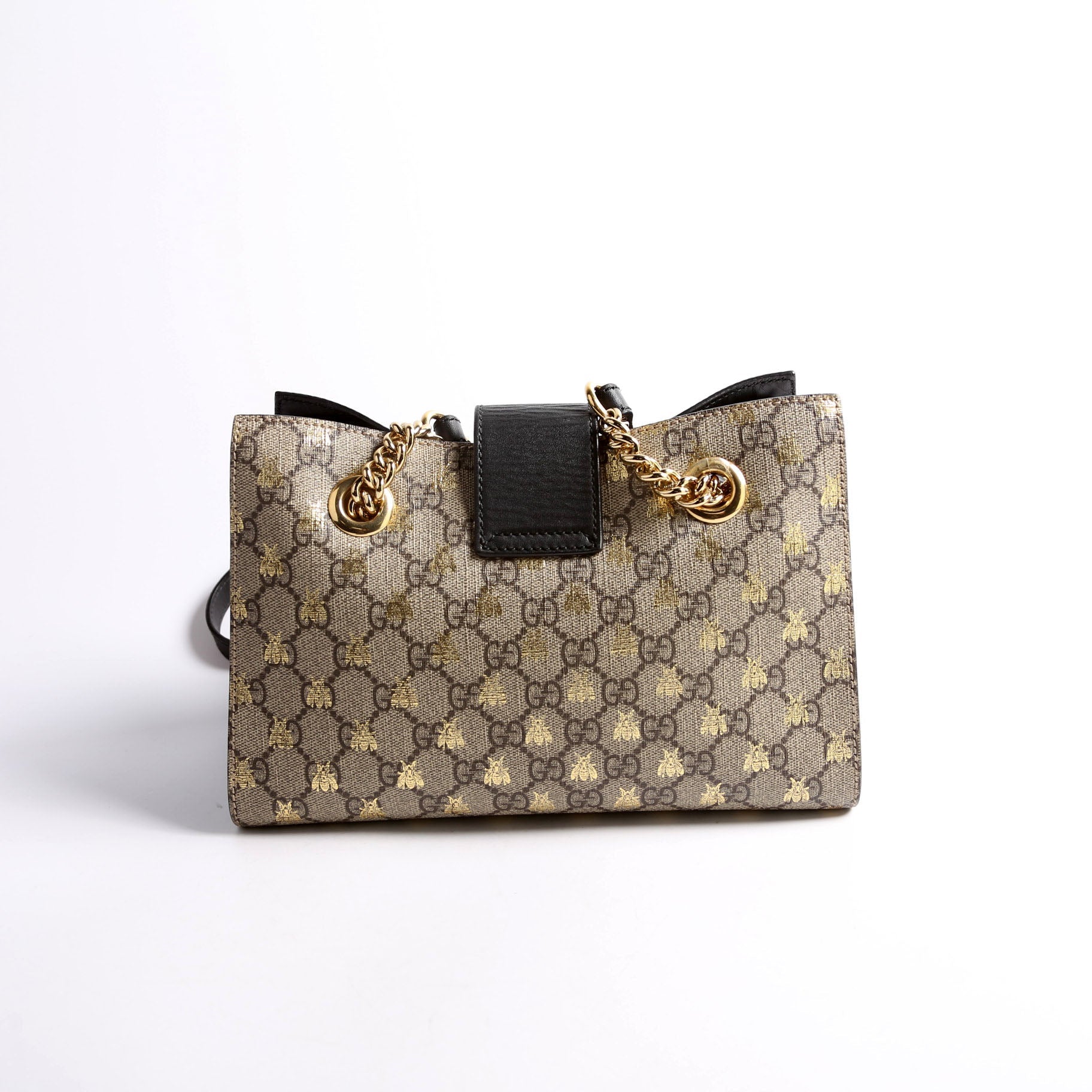 498156 Padlock GG Bee Small Tote Beige/Black