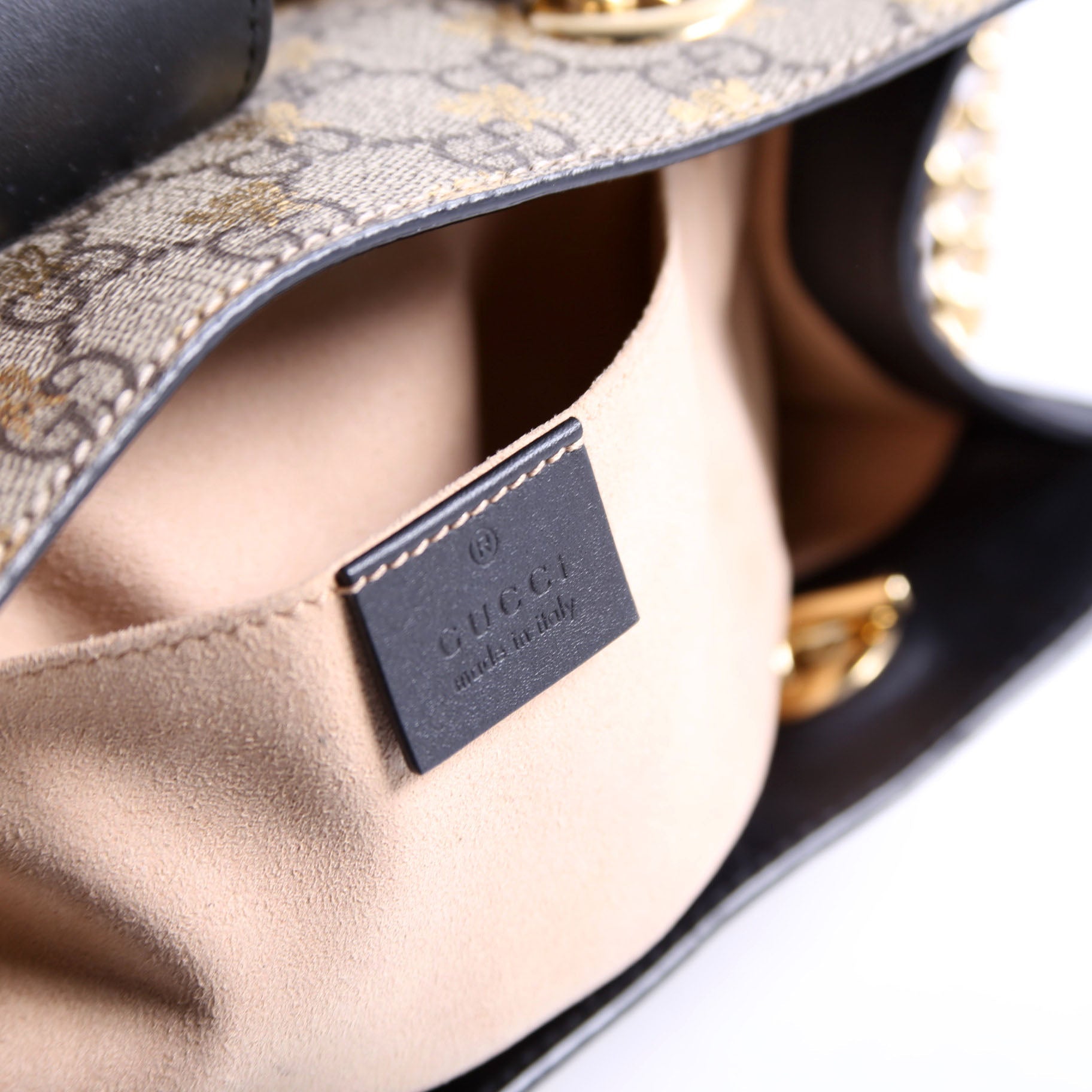 498156 Padlock GG Bee Small Tote Beige/Black