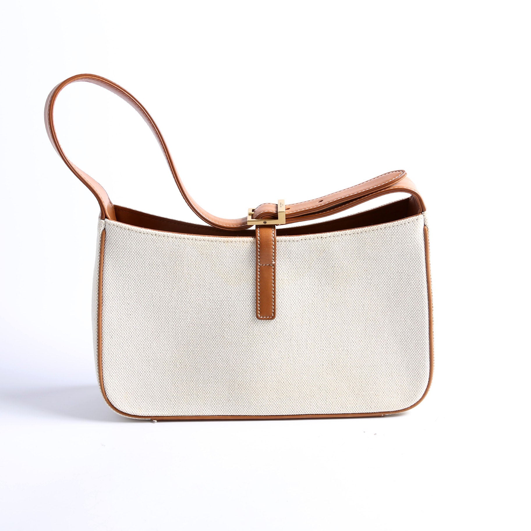 SAINT LAURENT 657228 Le 5 A 7 Hobo Canvas/Calfskin Brown/Ivory