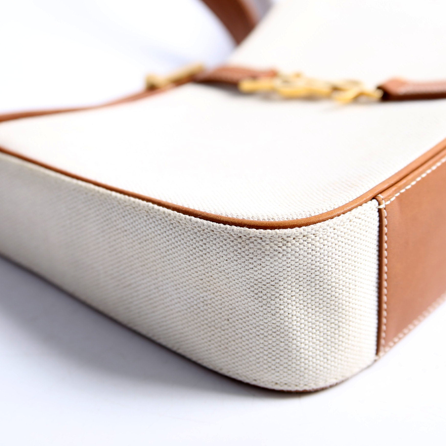 SAINT LAURENT 657228 Le 5 A 7 Hobo Canvas/Calfskin Brown/Ivory