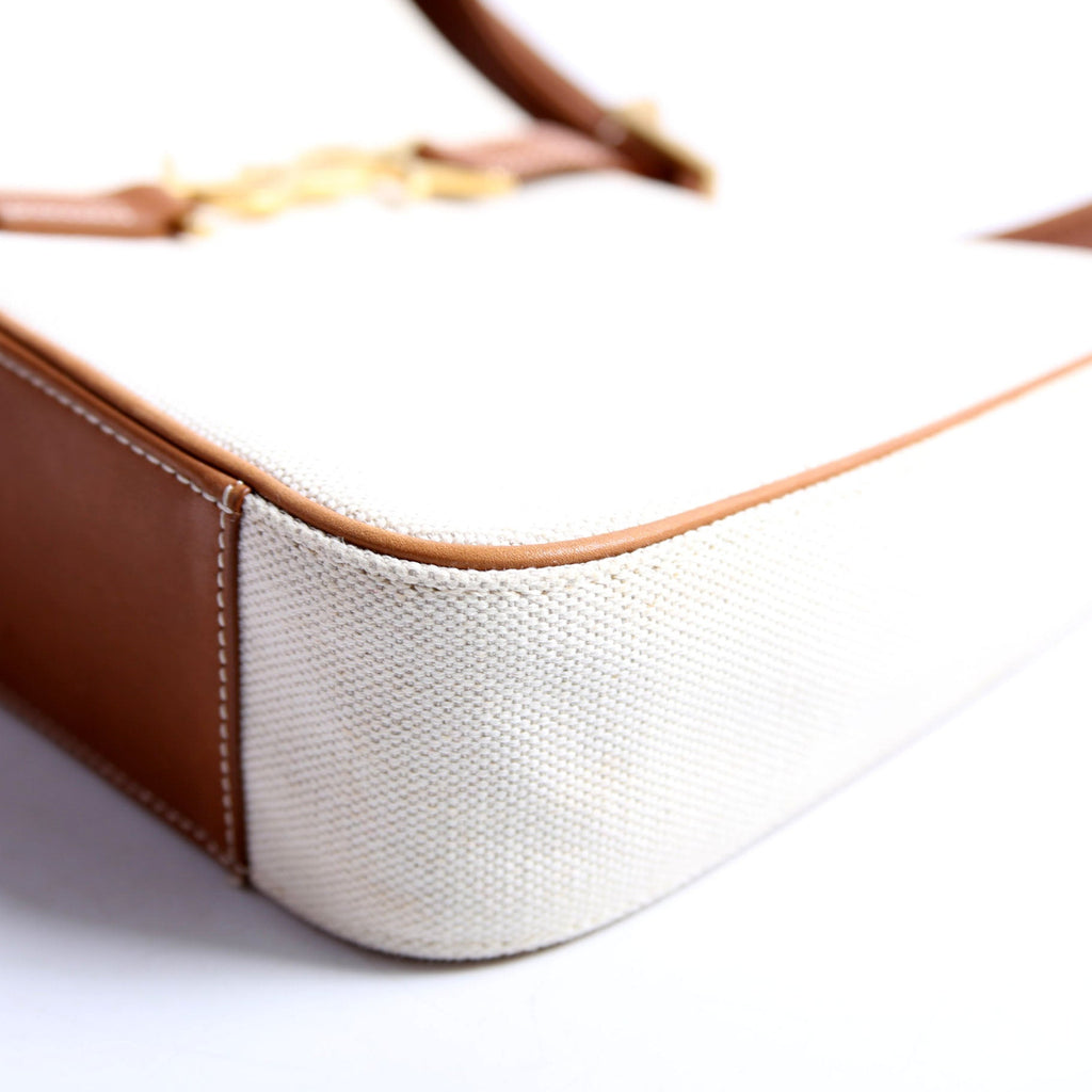 SAINT LAURENT 657228 Le 5 A 7 Hobo Canvas/Calfskin Brown/Ivory