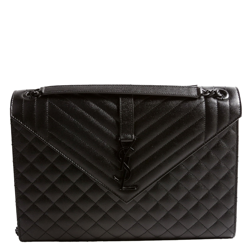 SAINT LAURENT Envelope Large Triquilt 600166 Black
