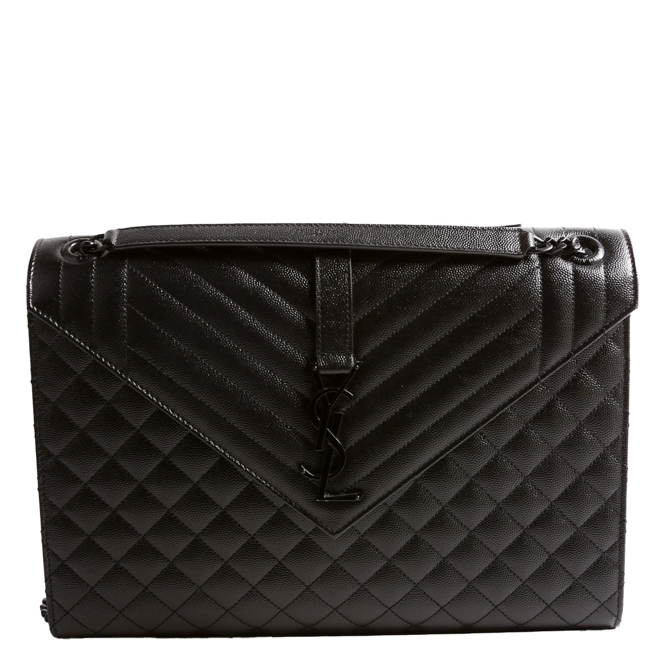SAINT LAURENT Envelope Large Triquilt 600166 Black