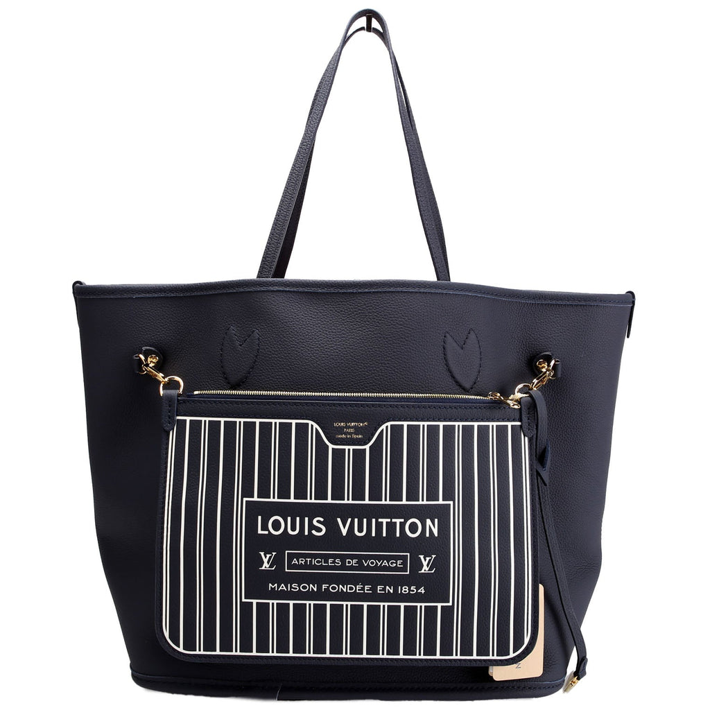 Neverfull MM Inside Out Leather/Monogram Navy
