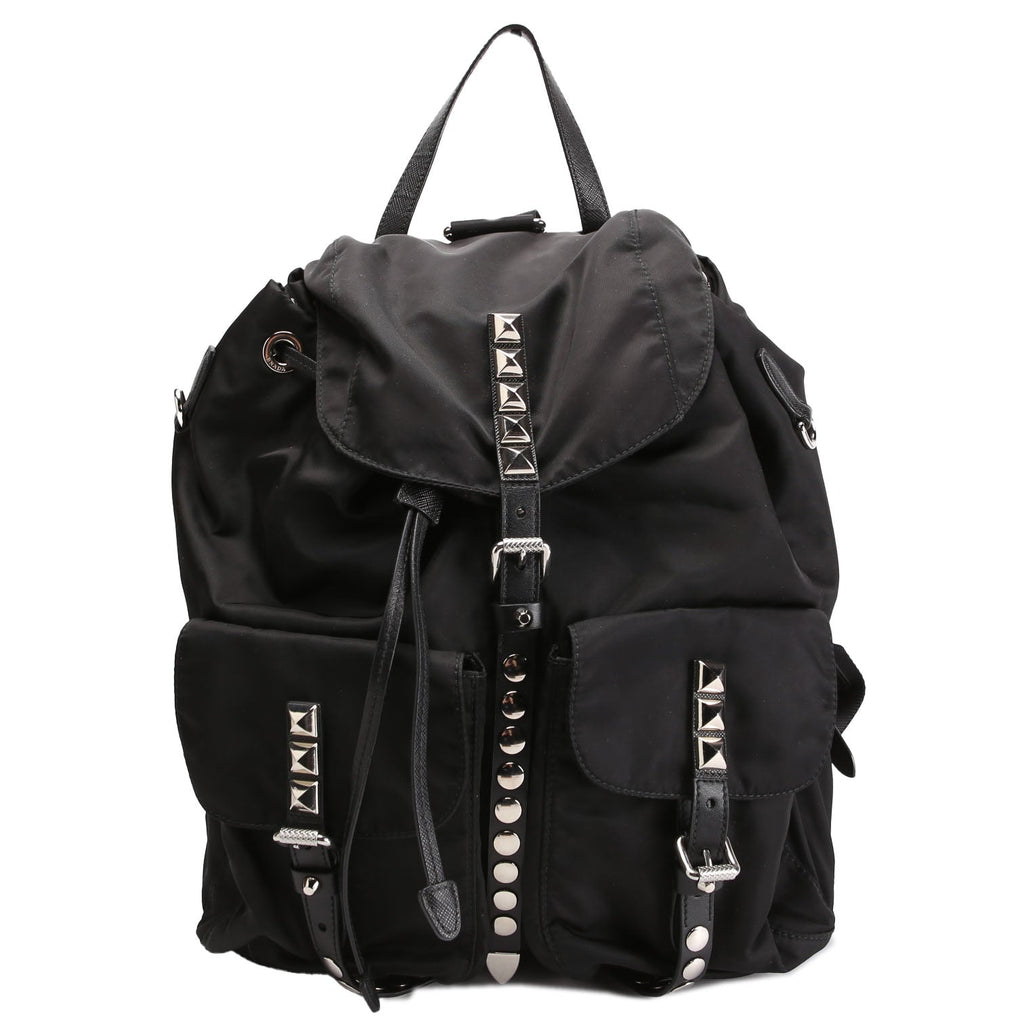 New Vela Nylon Studded Backpack Black/Silver