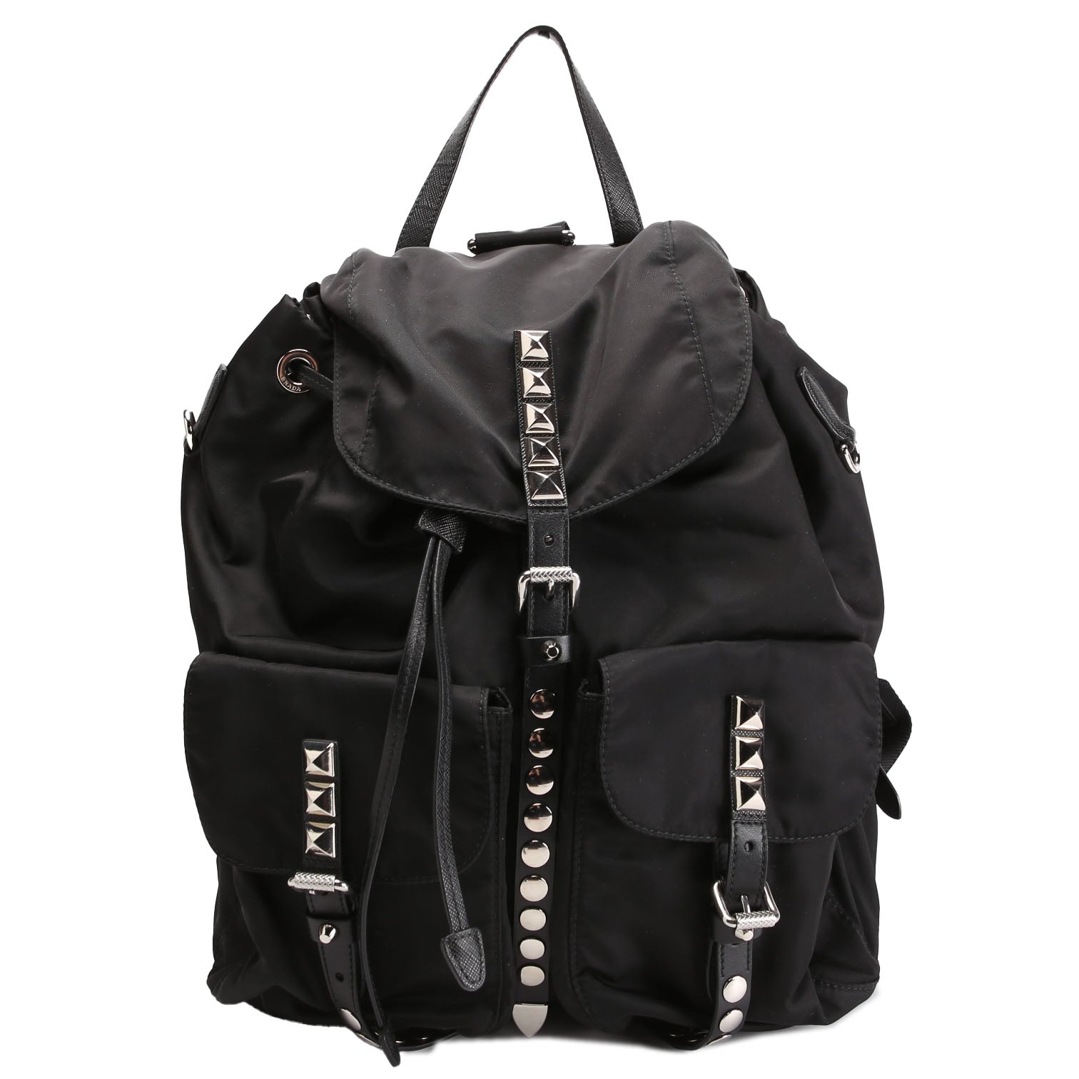 New Vela Nylon Studded Backpack Black/Silver