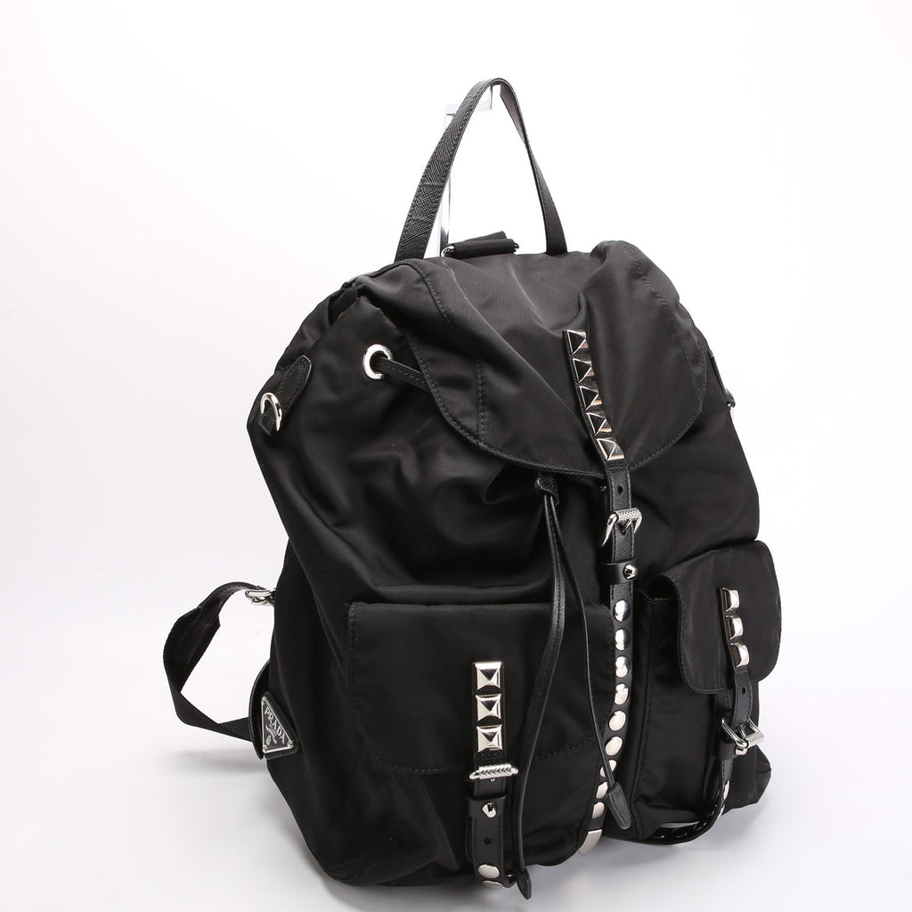 New Vela Nylon Studded Backpack Black/Silver