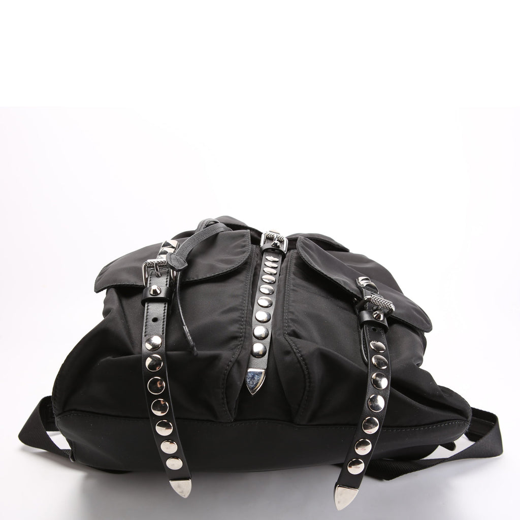 New Vela Nylon Studded Backpack Black/Silver