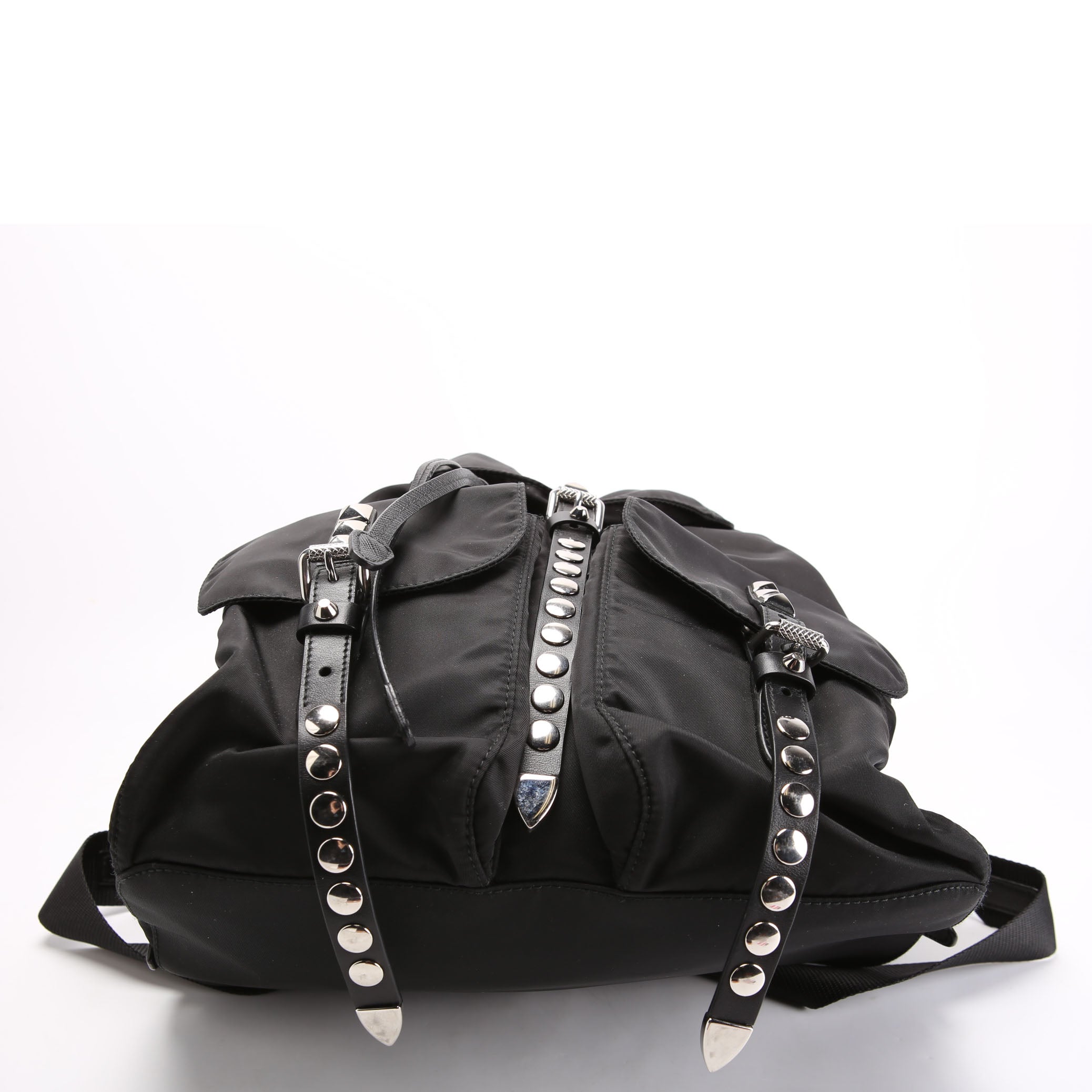 New Vela Nylon Studded Backpack Black/Silver