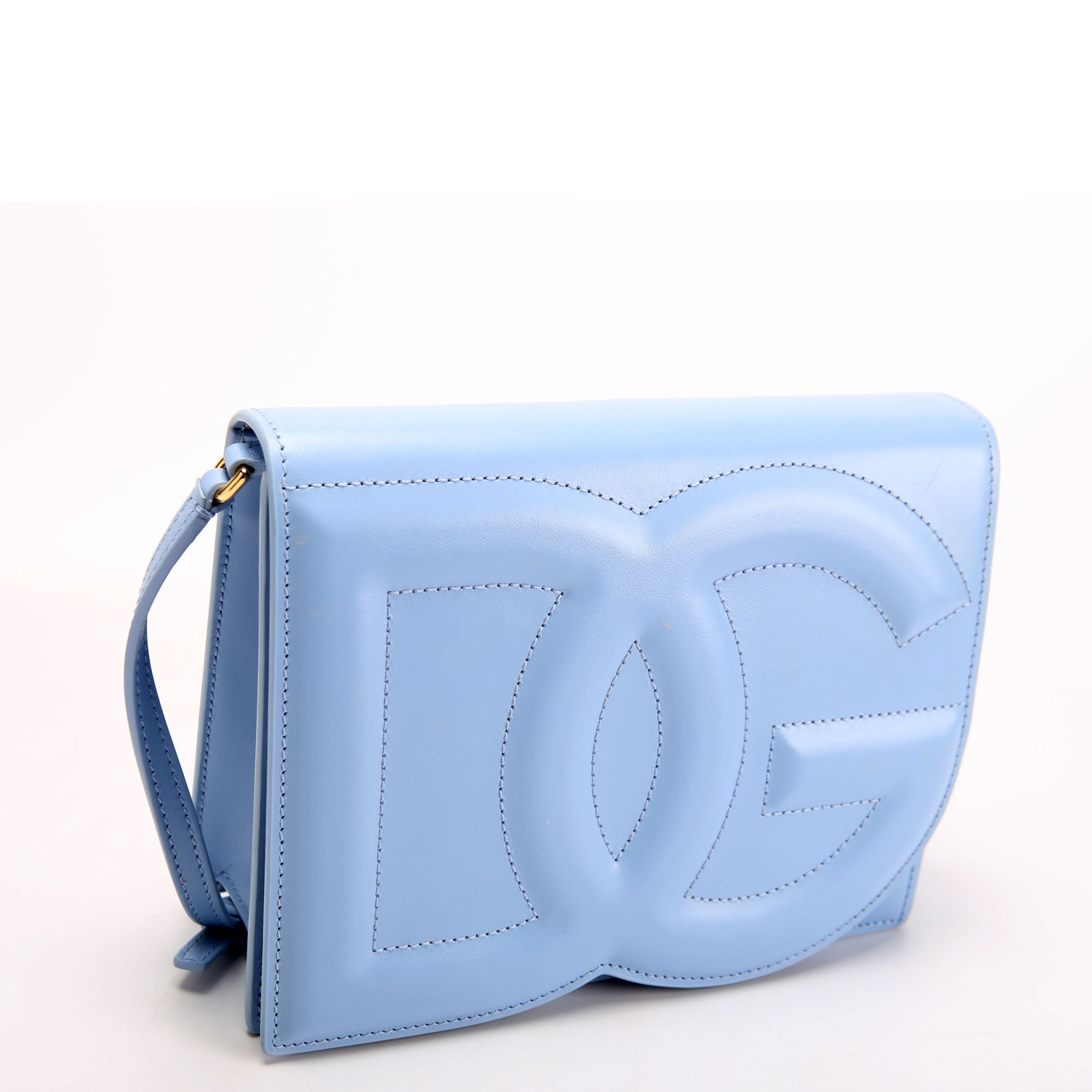 DG Logo Calfskin Flap Crossbody Bag Blue