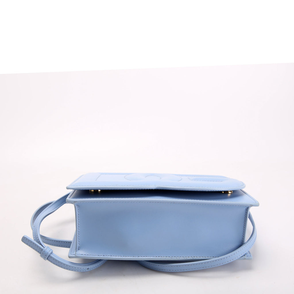 DG Logo Calfskin Flap Crossbody Bag Blue