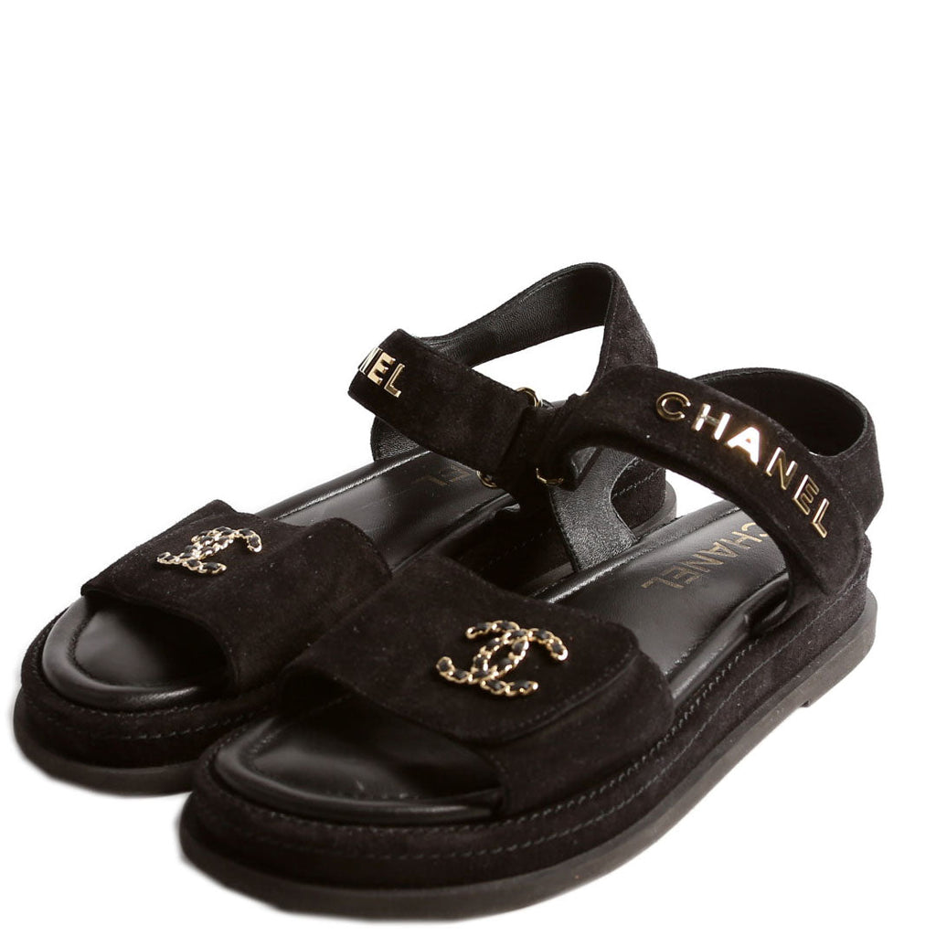 CC Suede Dad Sandals Size 40 Black