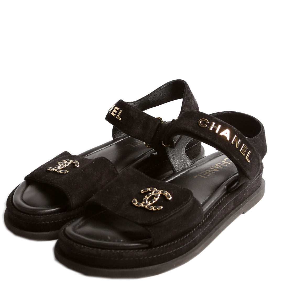 CC Suede Dad Sandals Size 40 Black