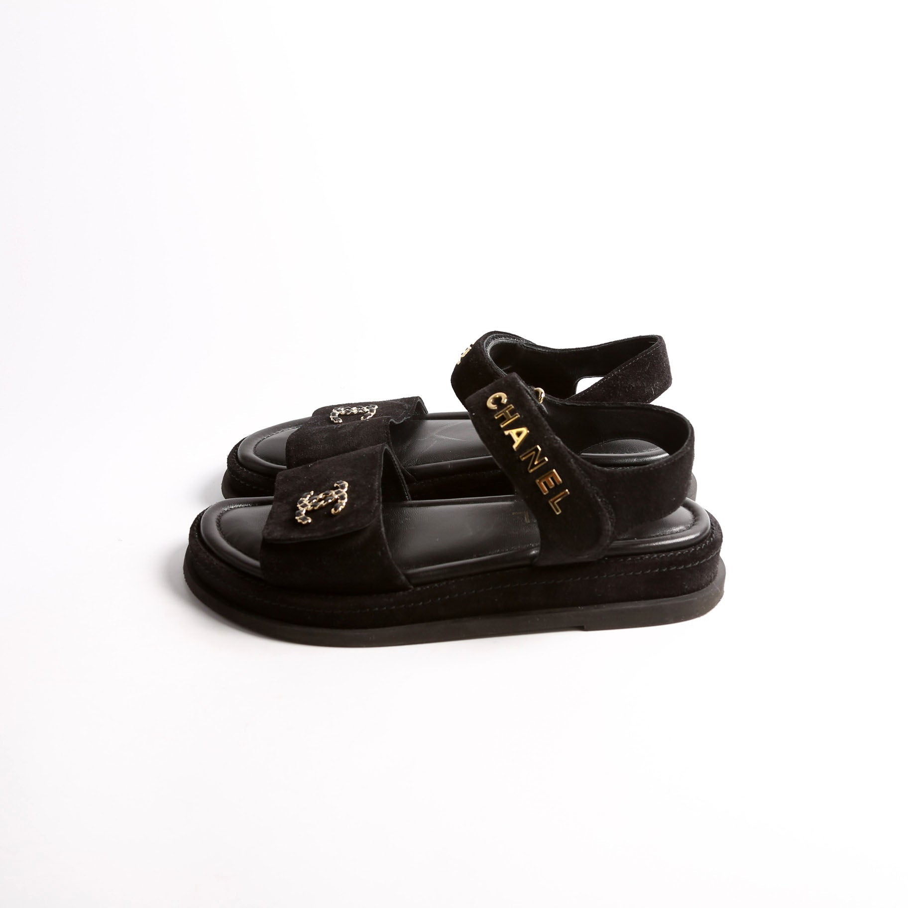 CC Suede Dad Sandals Size 40 Black