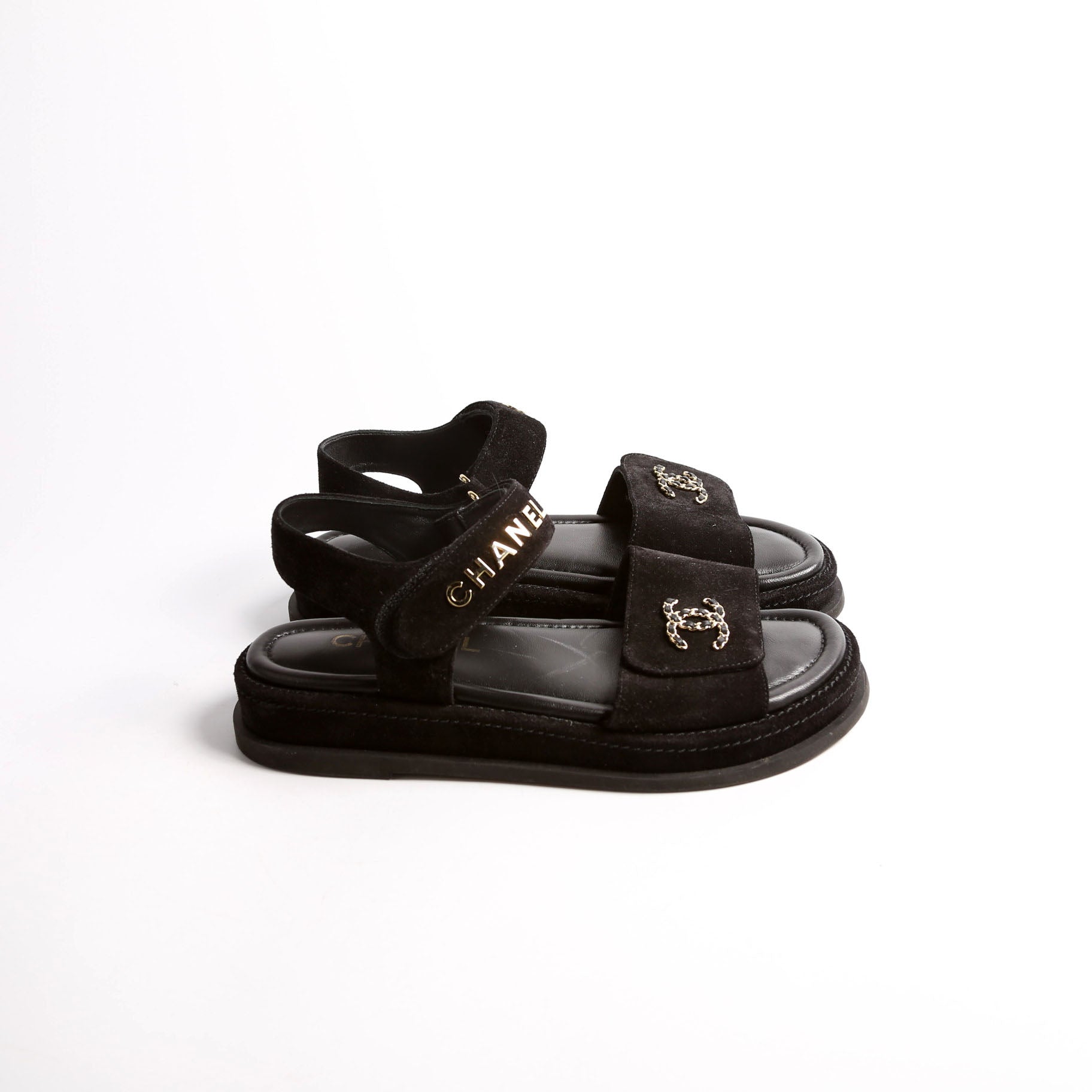 CC Suede Dad Sandals Size 40 Black