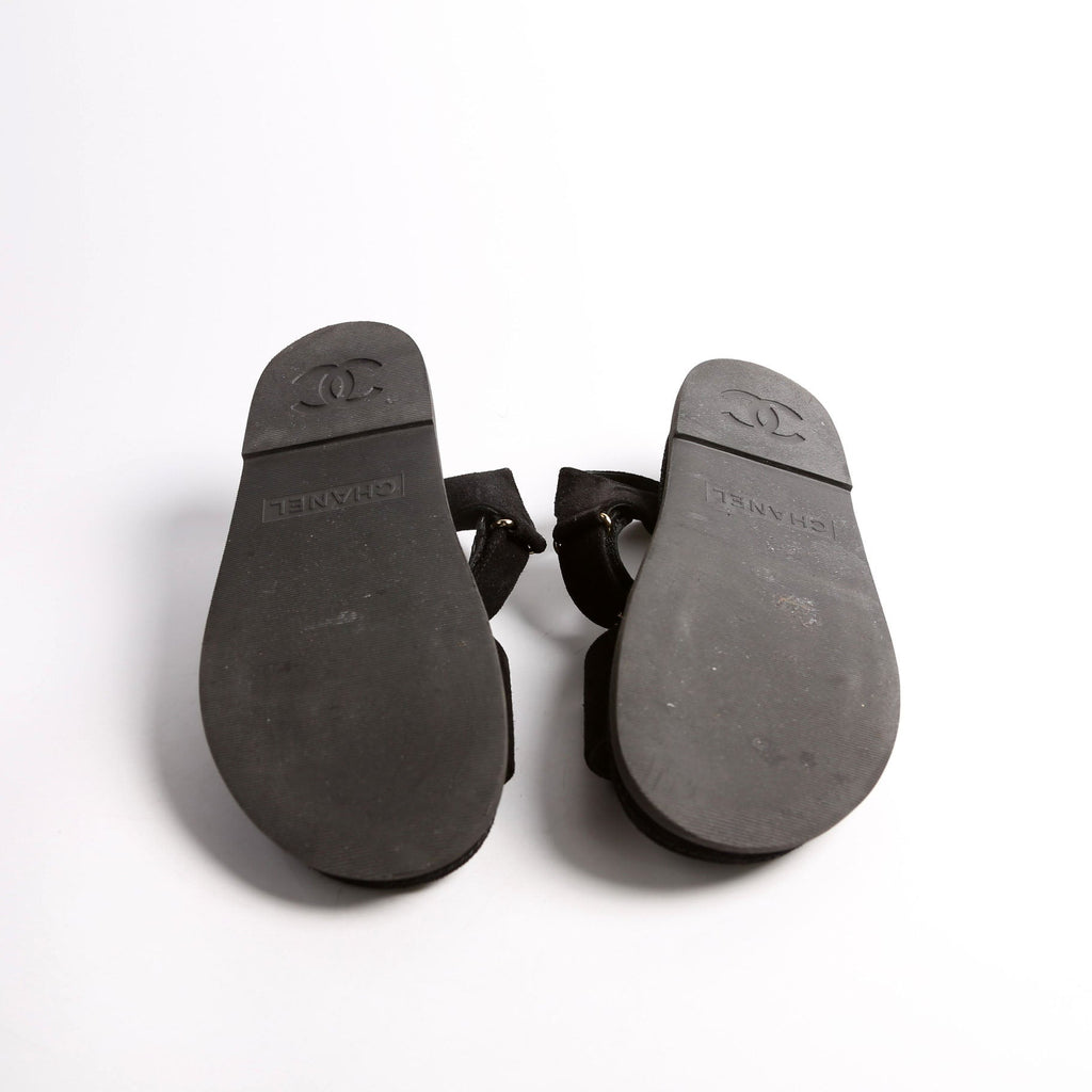 CC Suede Dad Sandals Size 40 Black