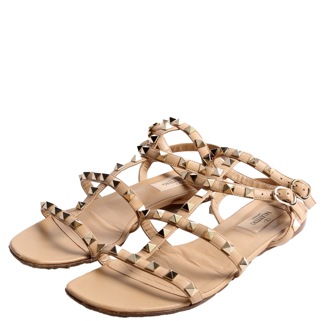 Rockstud Caged Sandals Size 37 Nude