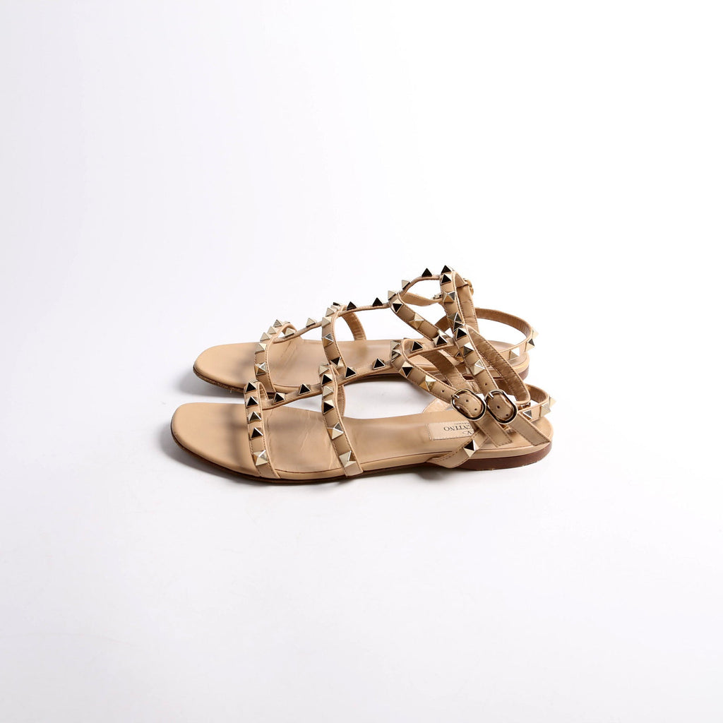 Rockstud Caged Sandals Size 37 Nude