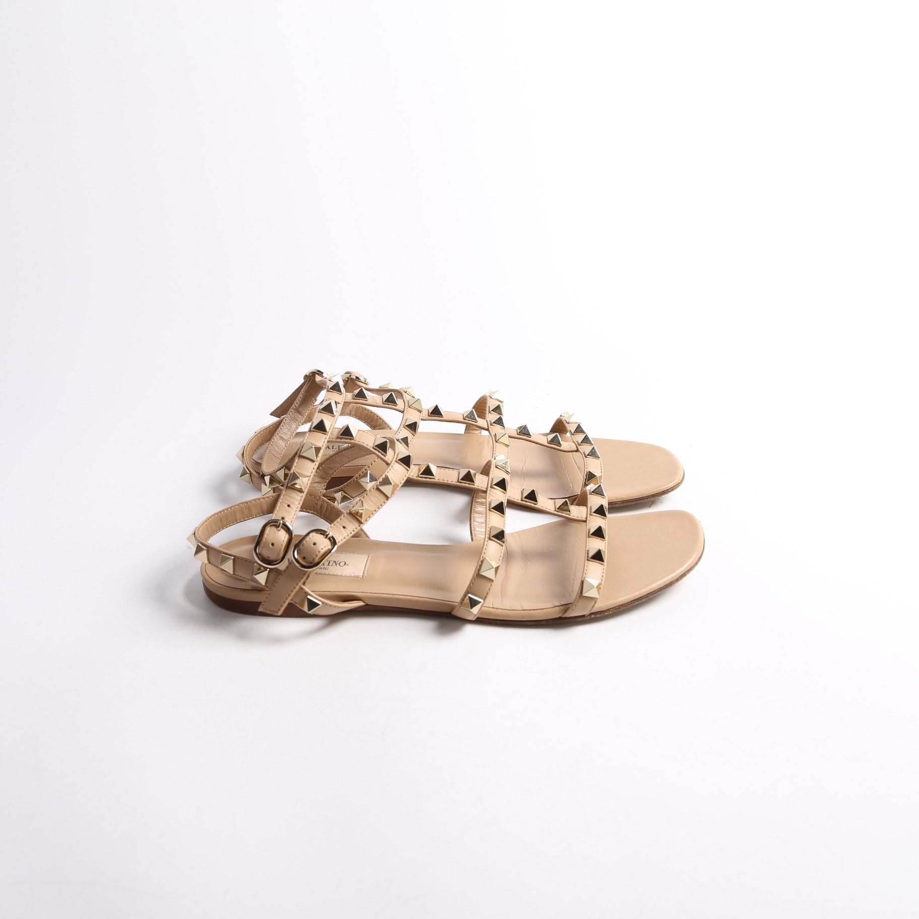 Rockstud Caged Sandals Size 37 Nude
