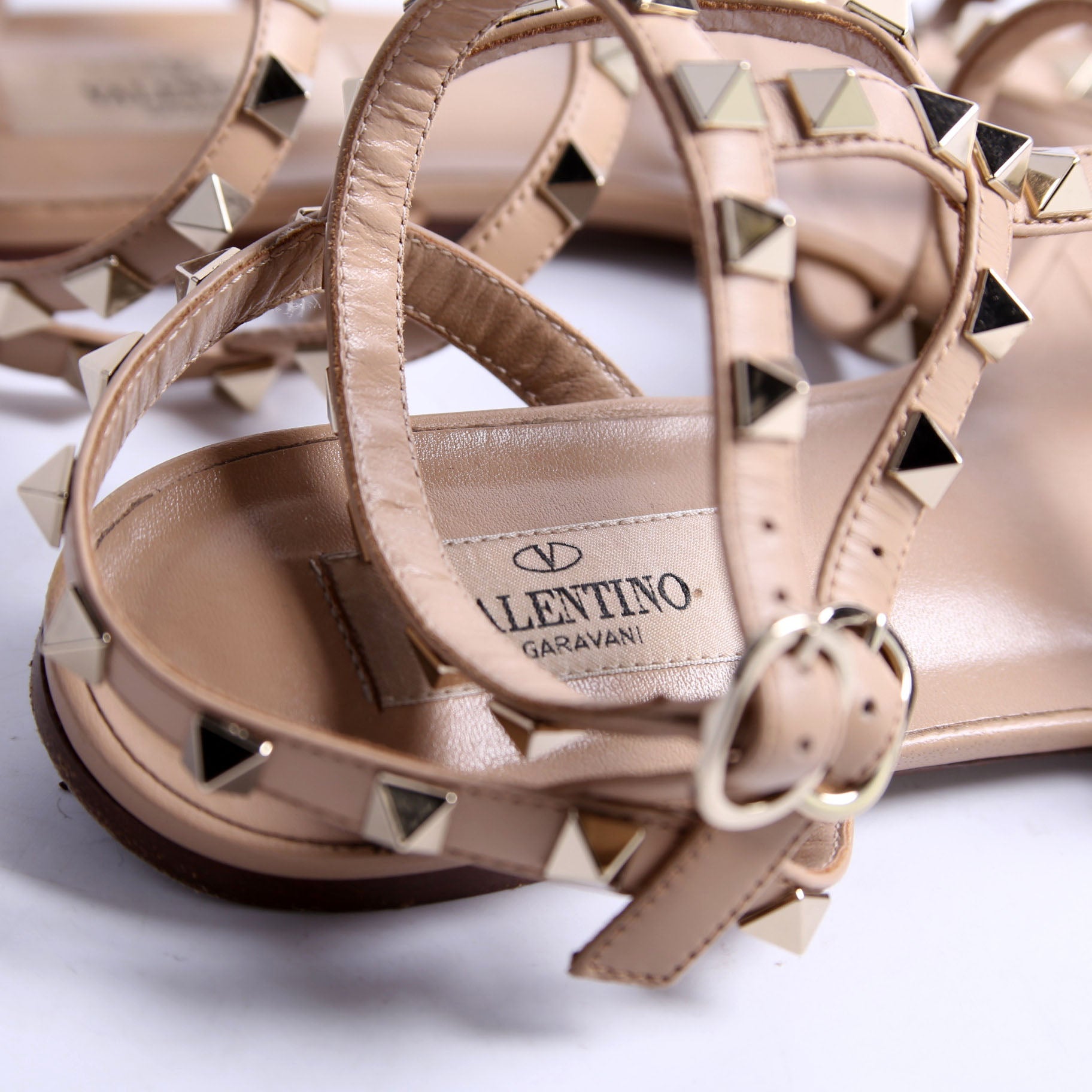 Rockstud Caged Sandals Size 37 Nude