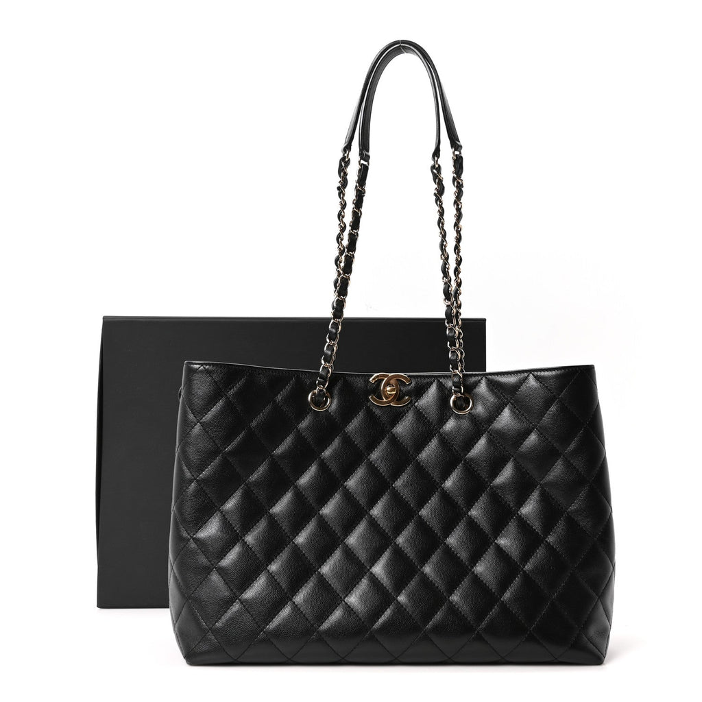Chanel Caviar Quilted Small Shopping Tote Black