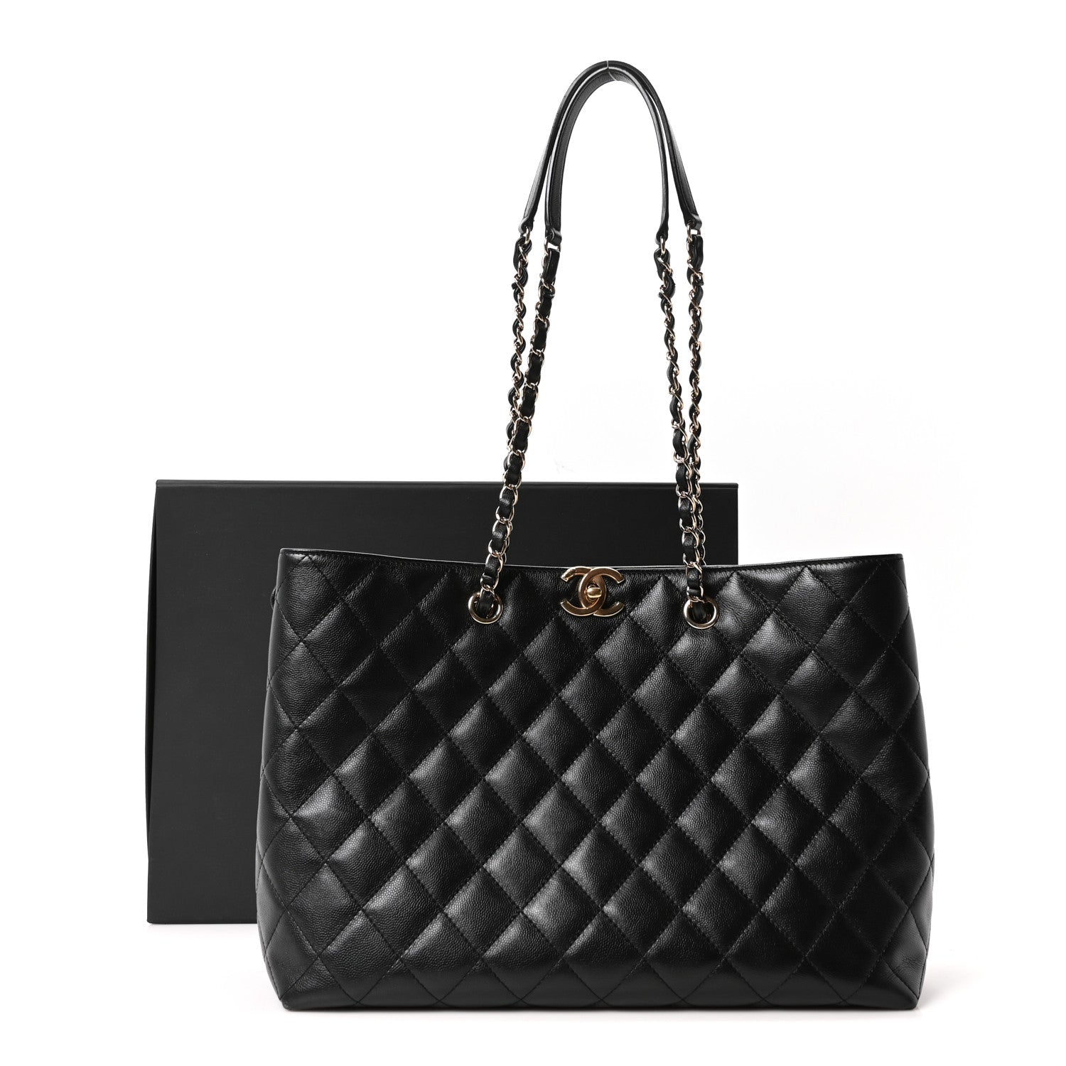 Chanel Caviar Quilted Small Shopping Tote Black