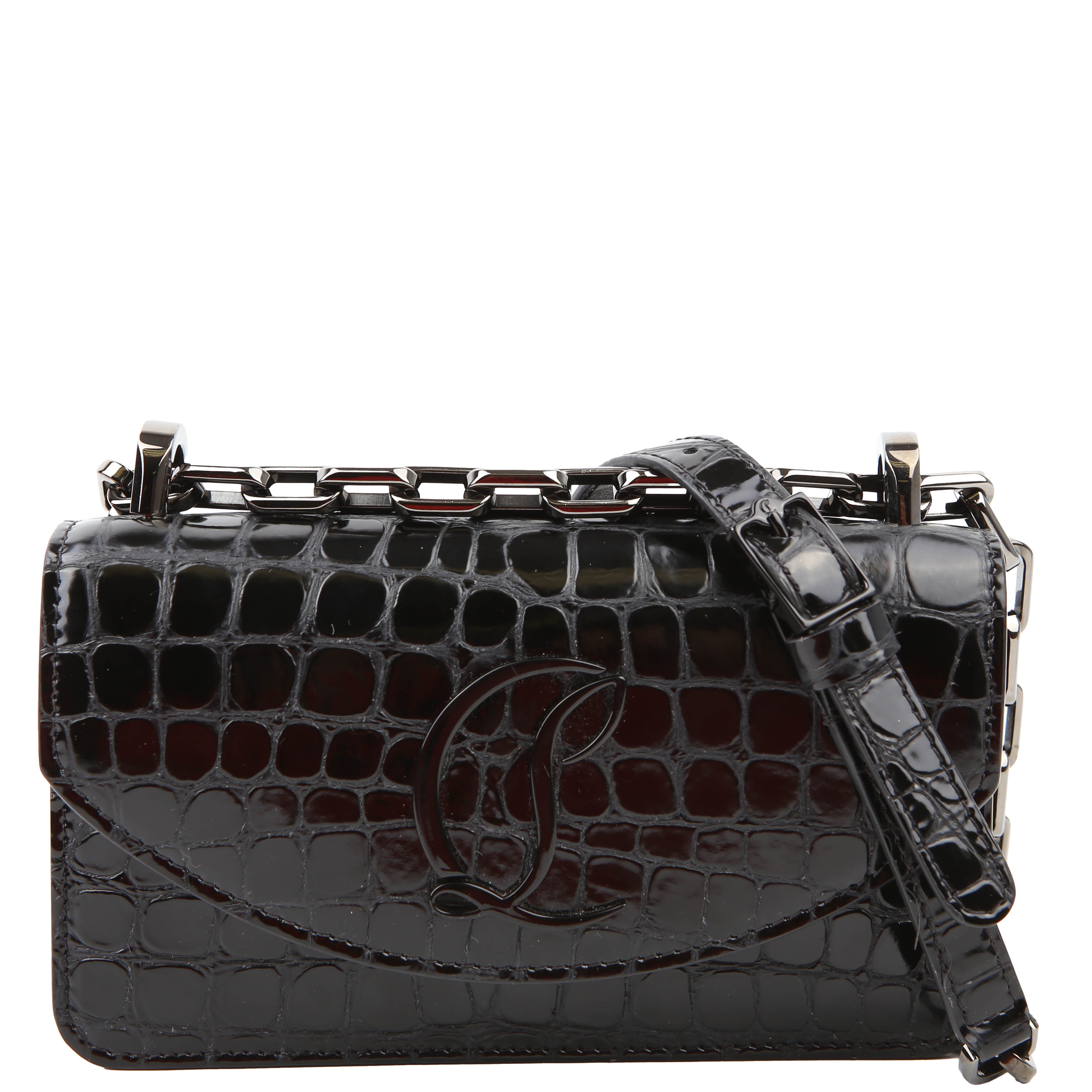 Loubi54 Small Chain Croc Embossed Black