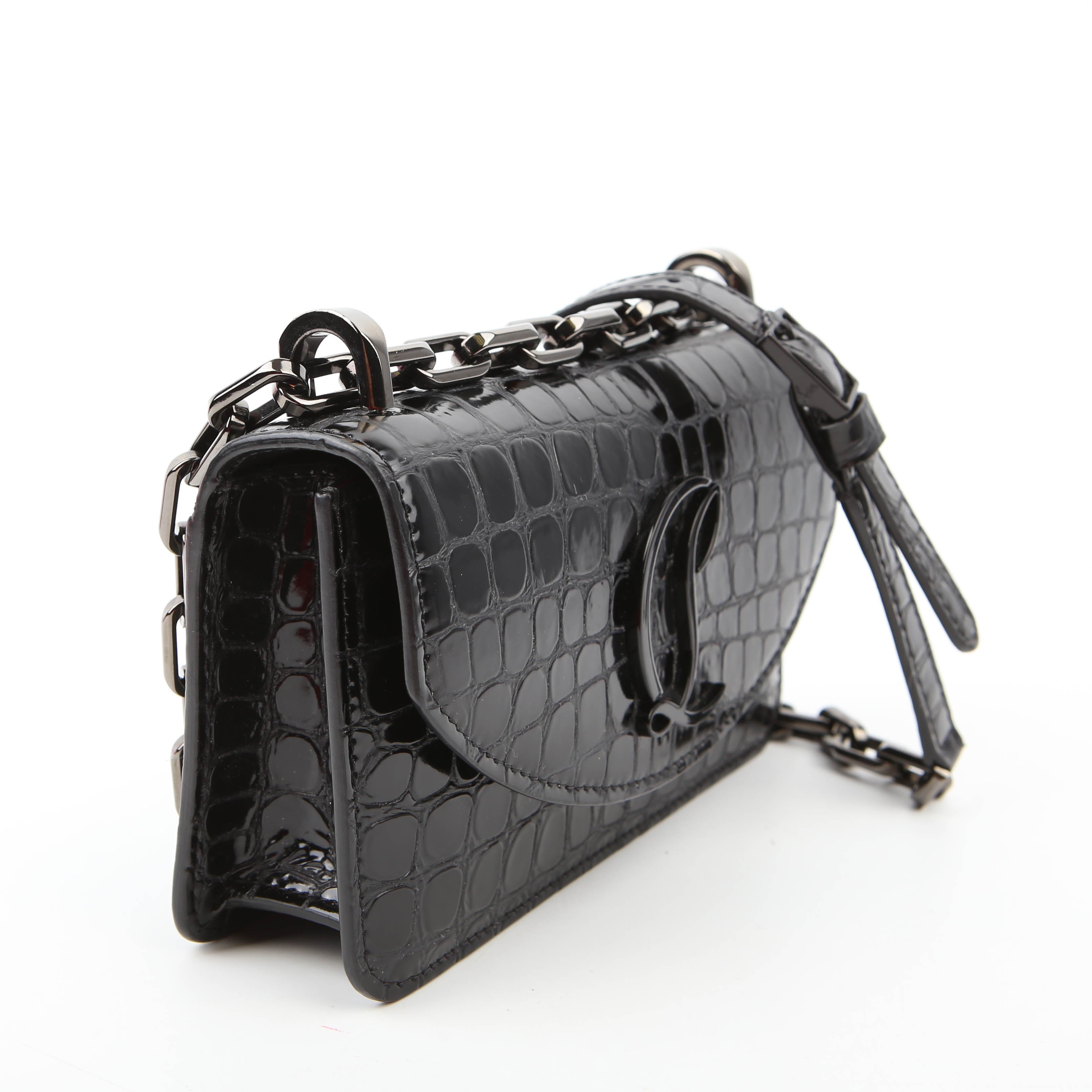 Loubi54 Small Chain Croc Embossed Black
