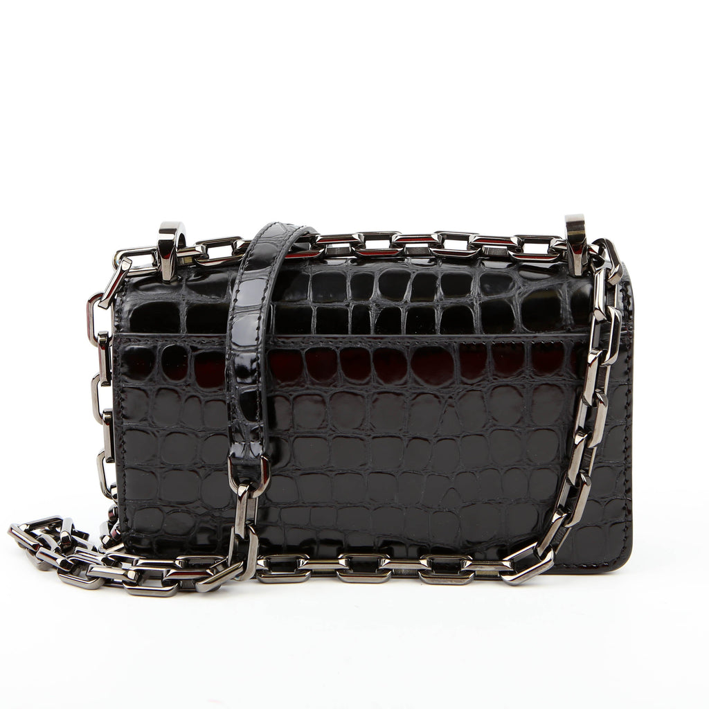 Loubi54 Small Chain Croc Embossed Black