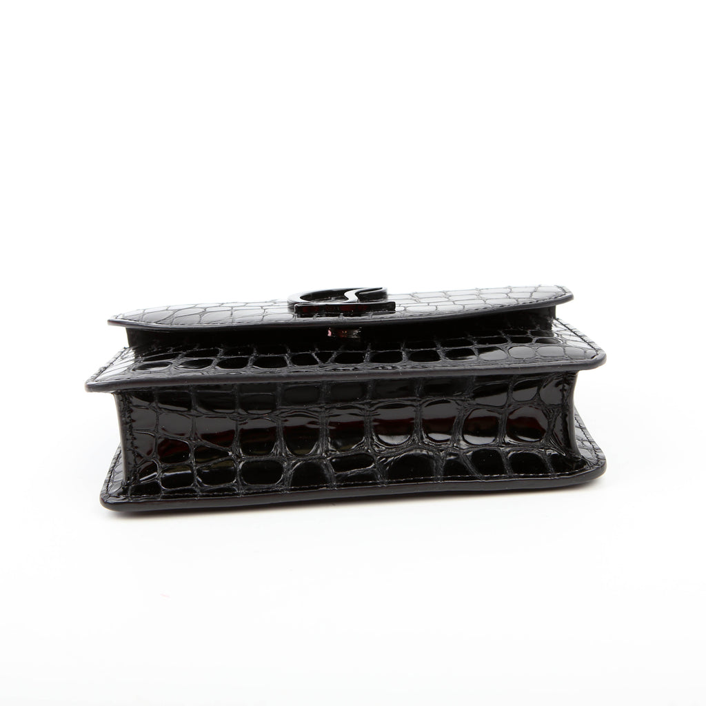 Loubi54 Small Chain Croc Embossed Black