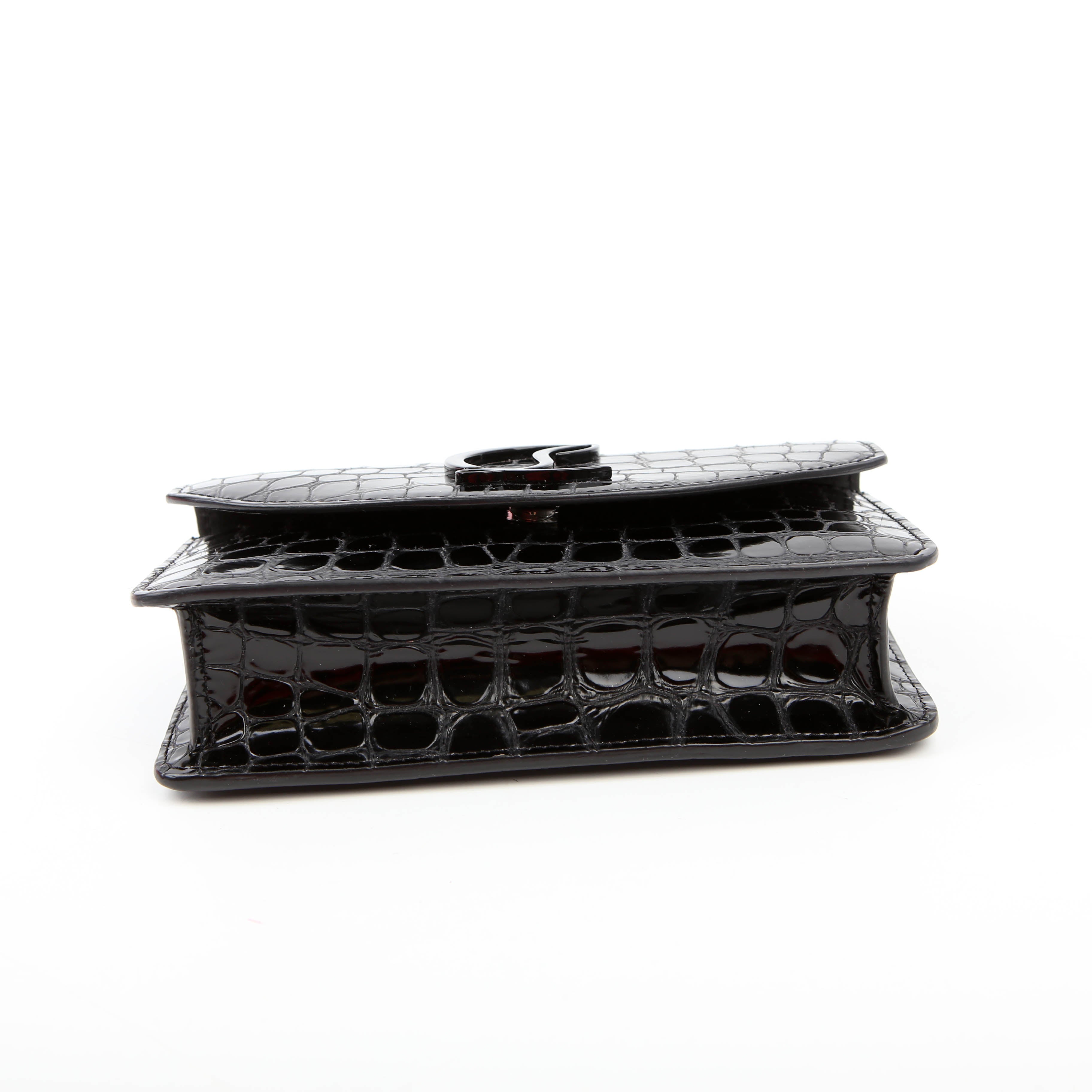 Loubi54 Small Chain Croc Embossed Black