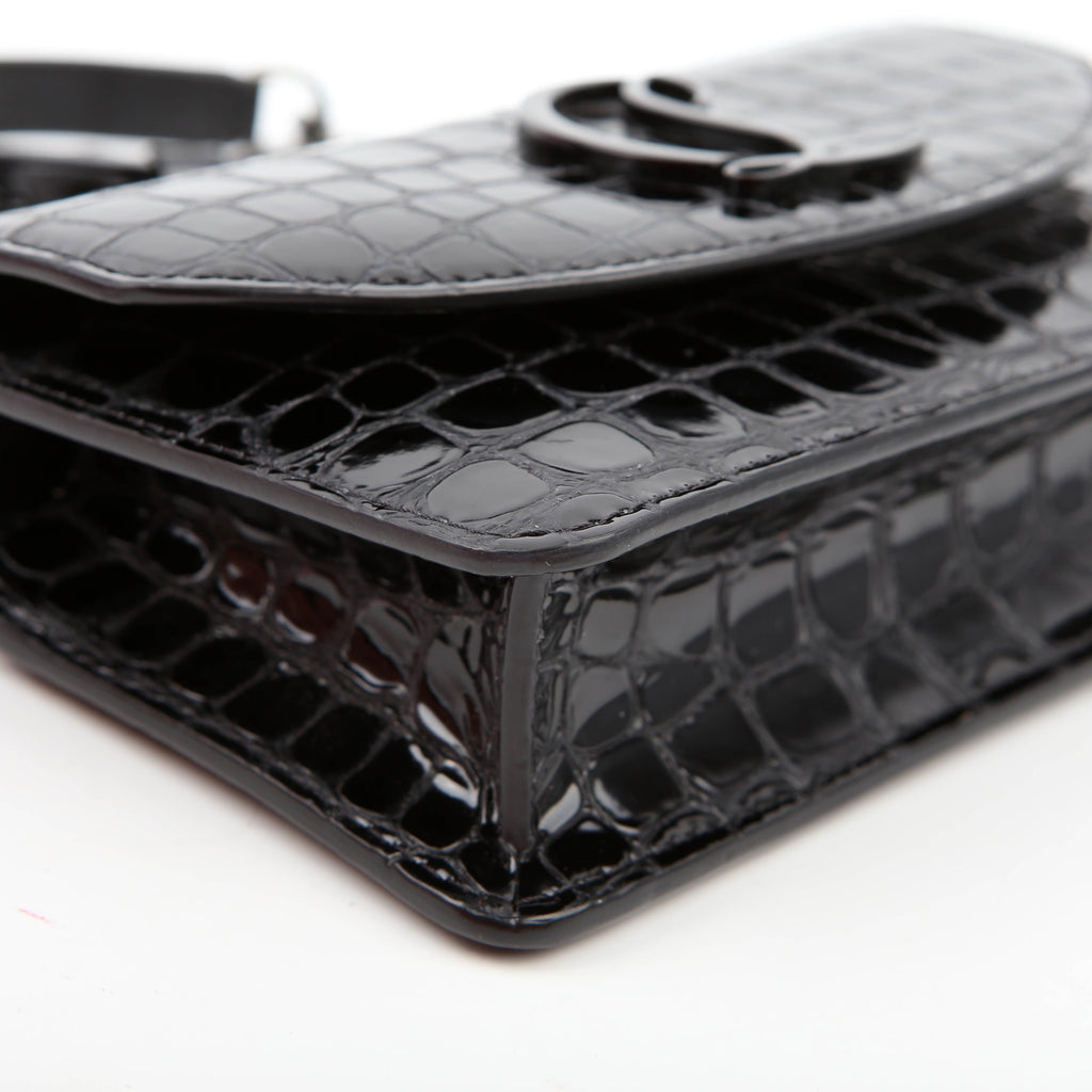 Loubi54 Small Chain Croc Embossed Black