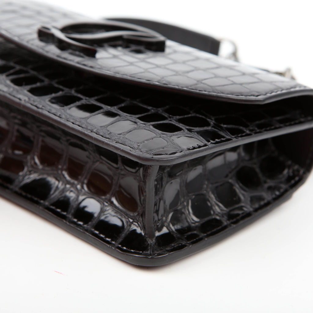 Loubi54 Small Chain Croc Embossed Black