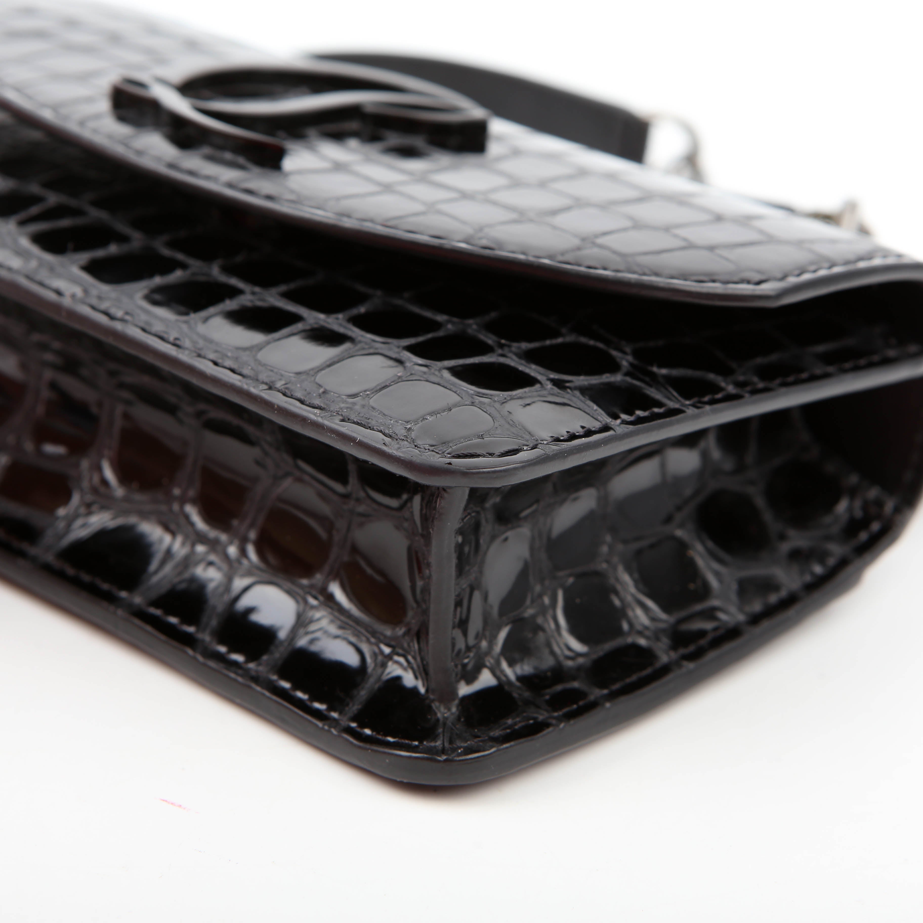 Loubi54 Small Chain Croc Embossed Black