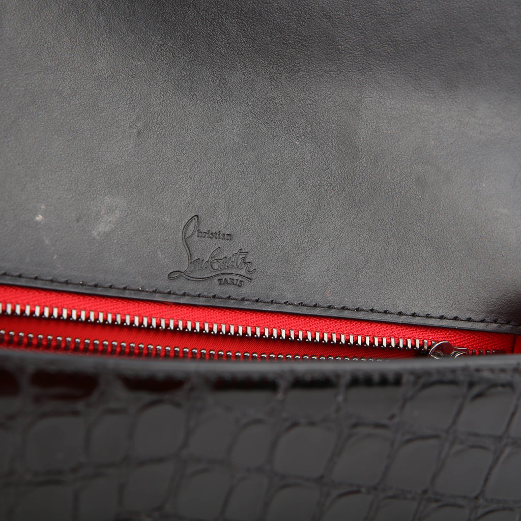 Loubi54 Small Chain Croc Embossed Black
