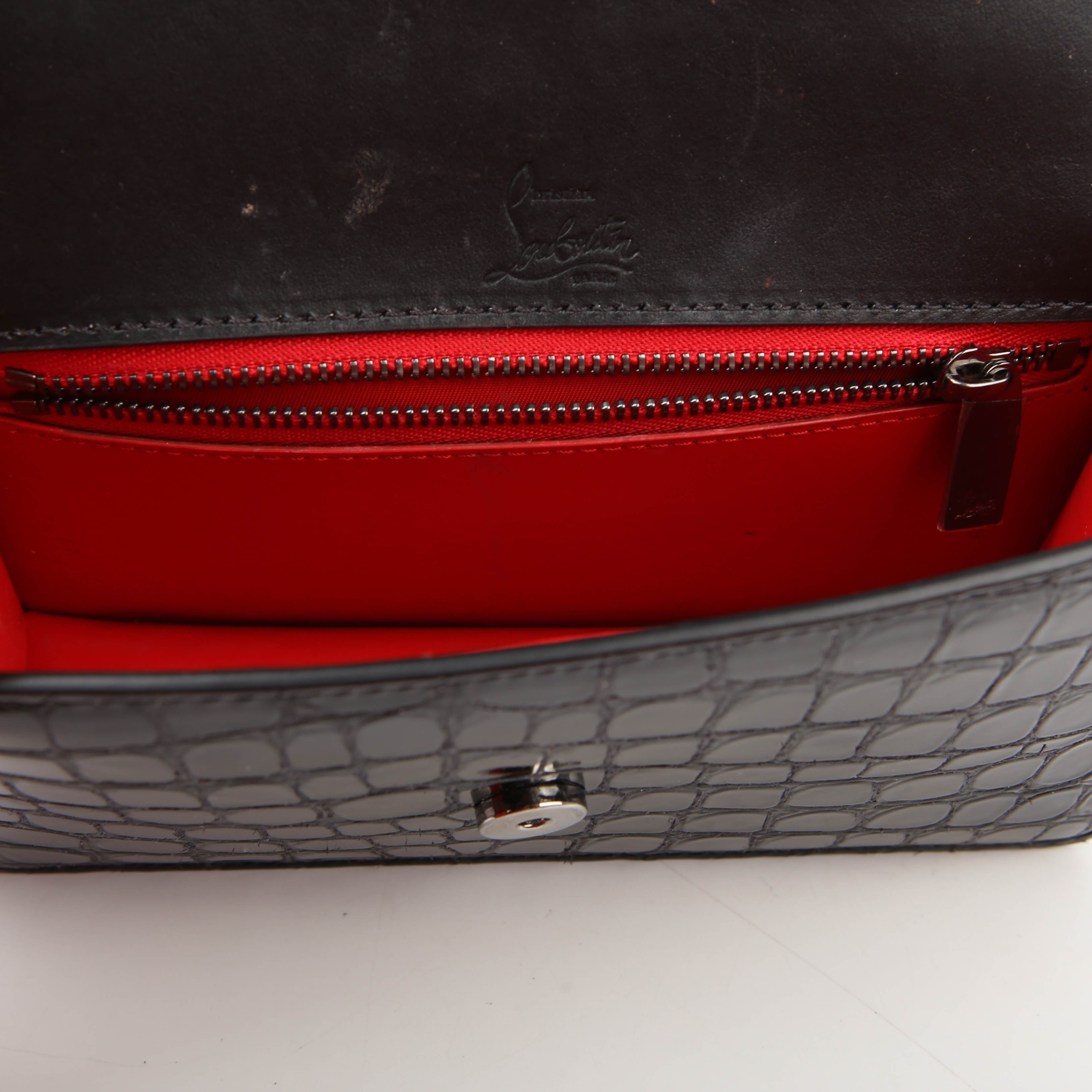 Loubi54 Small Chain Croc Embossed Black