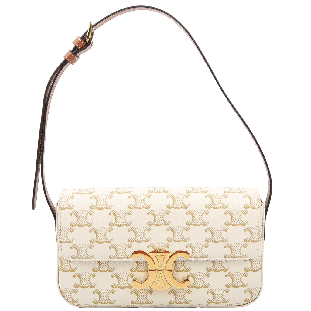Claude Triomphe Shoulder Bag Canvas/Calfskin White