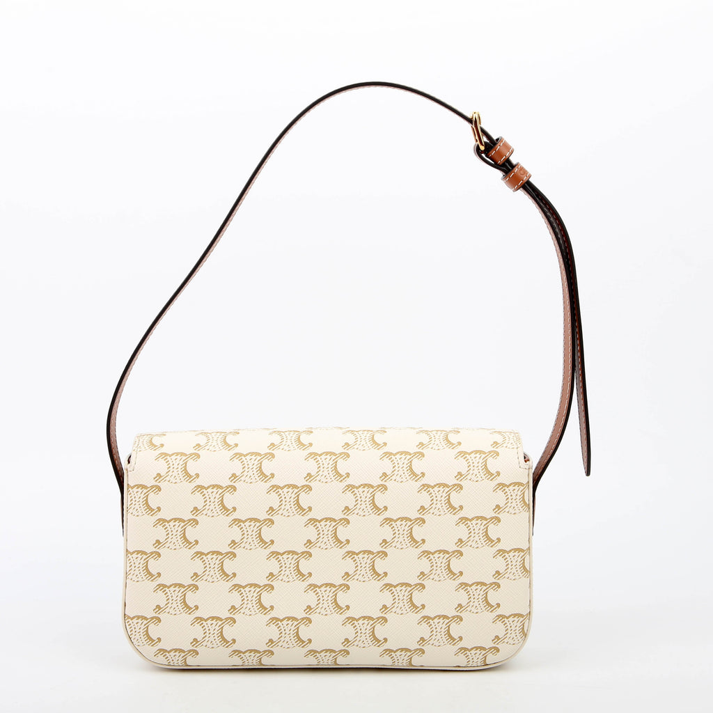Claude Triomphe Shoulder Bag Canvas/Calfskin White