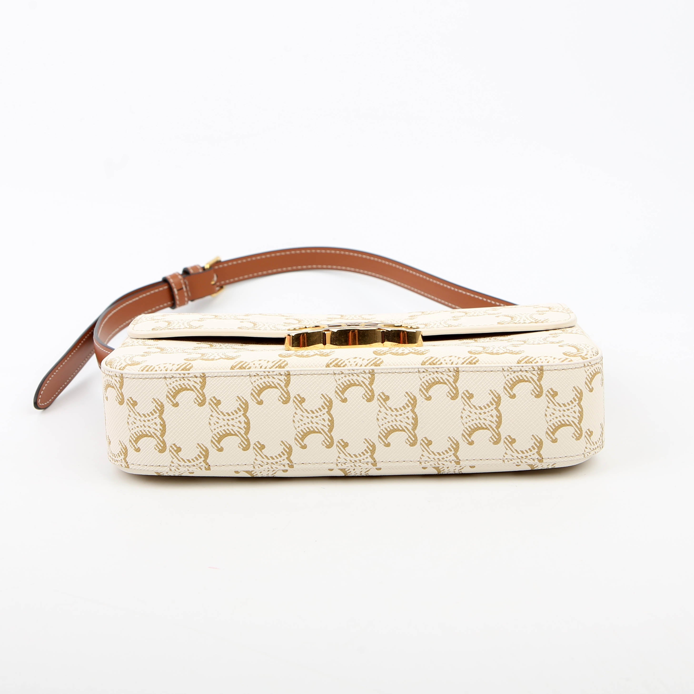 Claude Triomphe Shoulder Bag Canvas/Calfskin White