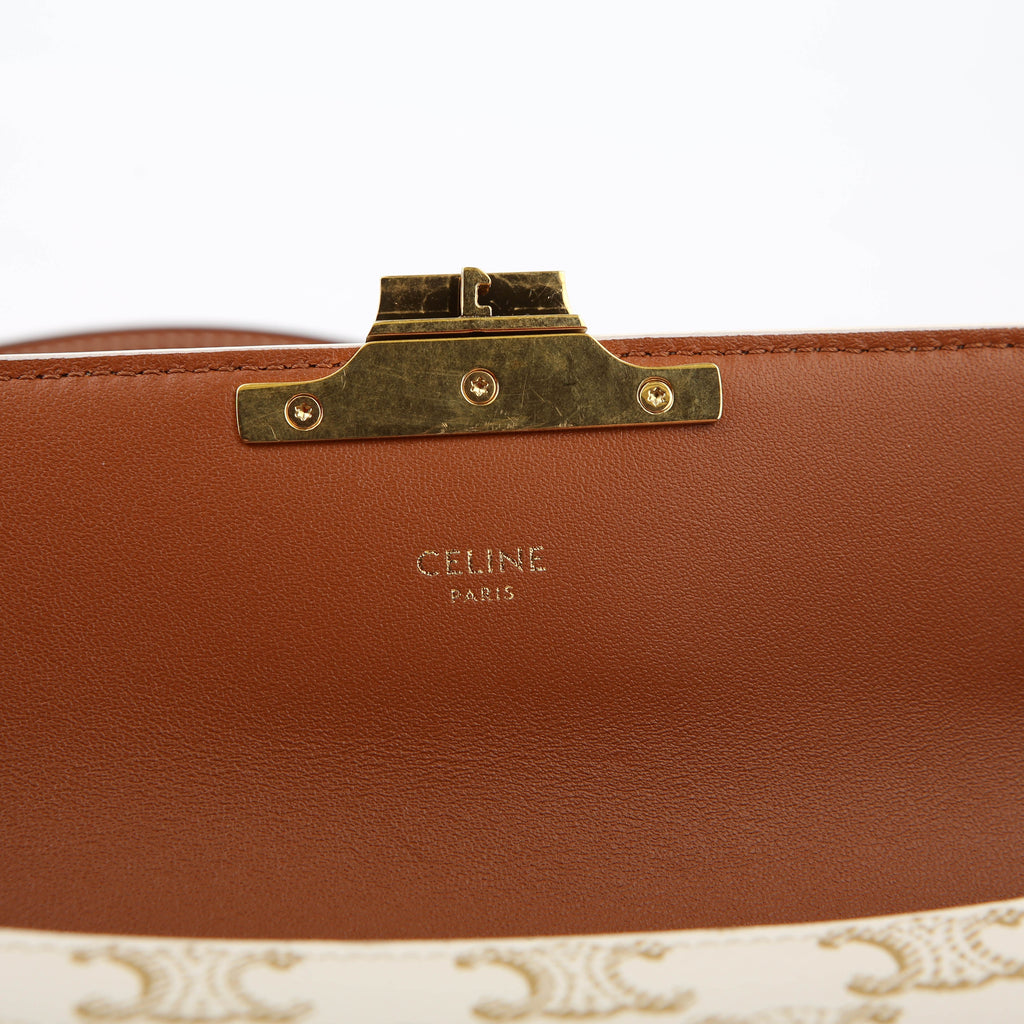 Claude Triomphe Shoulder Bag Canvas/Calfskin White