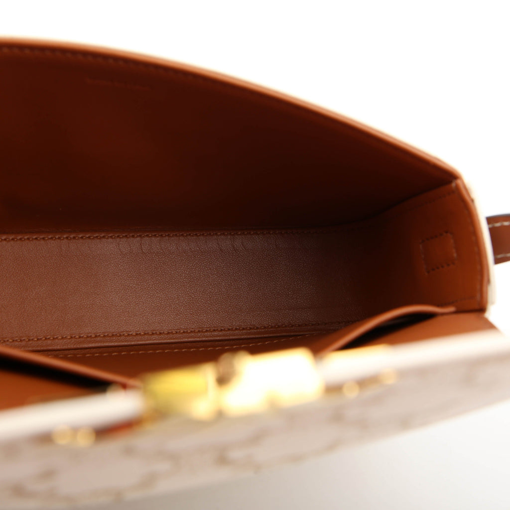 Claude Triomphe Shoulder Bag Canvas/Calfskin White