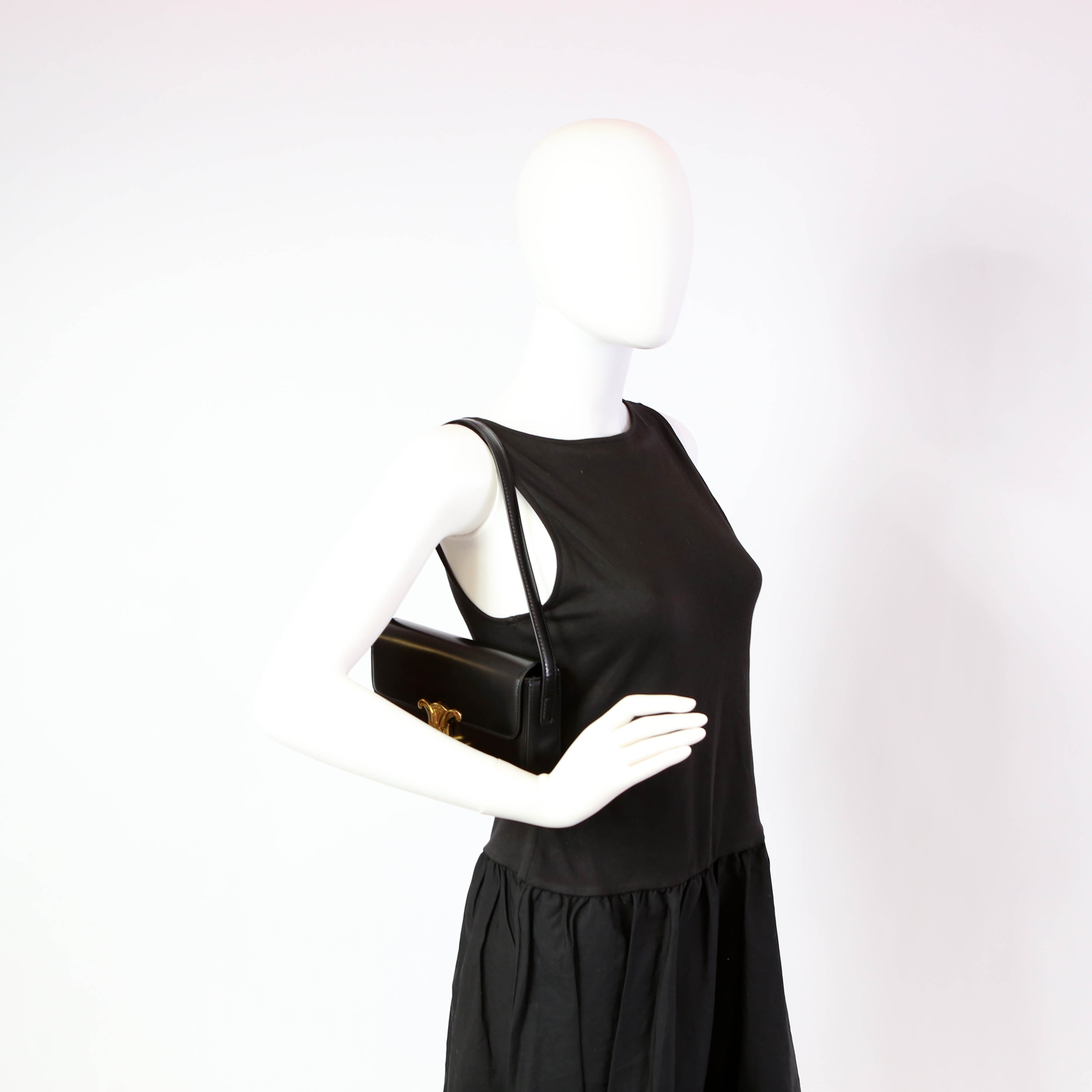 Claude Shoulder Bag Calfskin Black