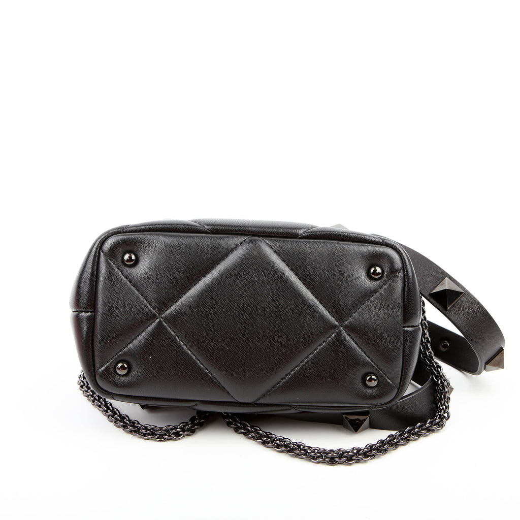 Roman Stud Top Handle Small Black