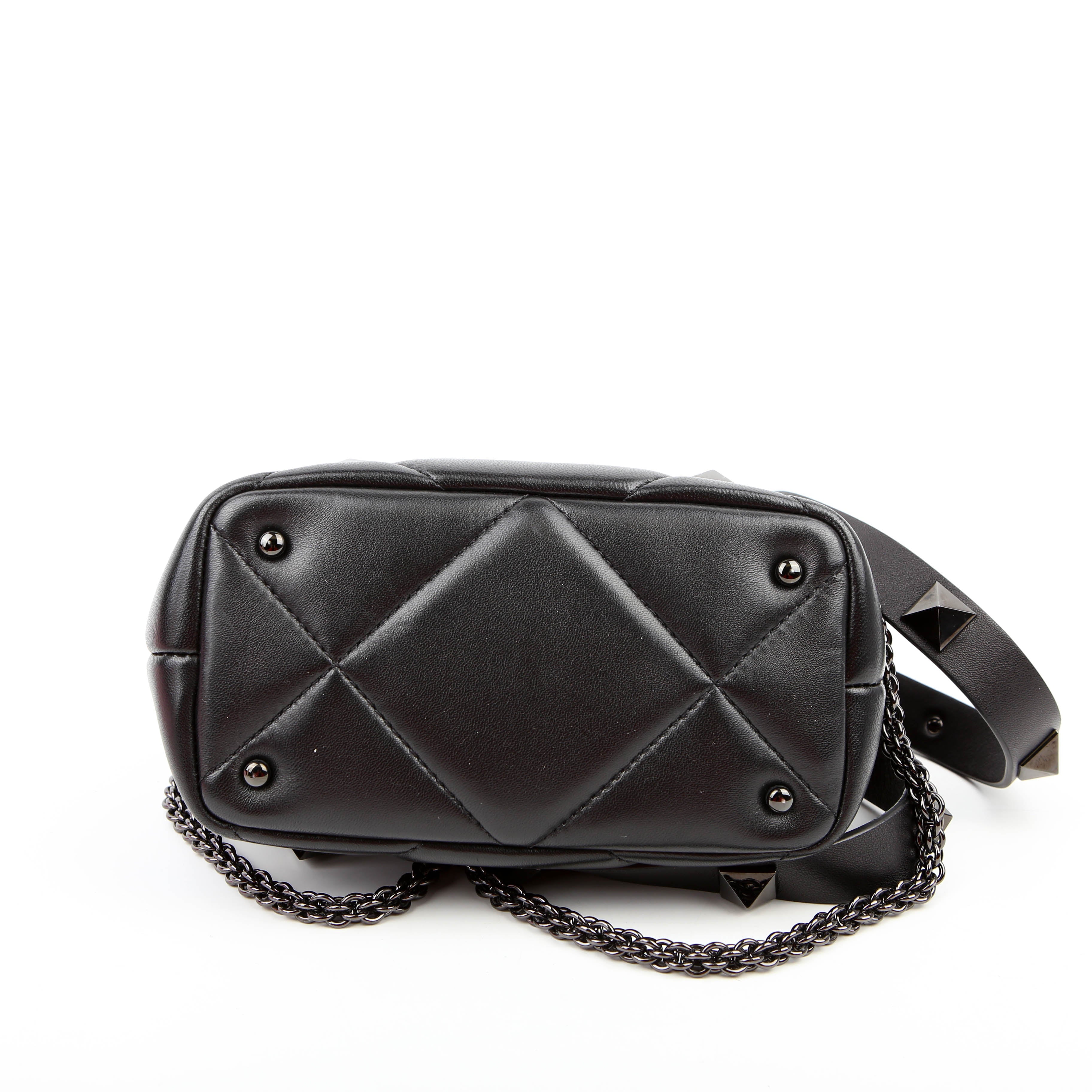 Roman Stud Top Handle Small Black