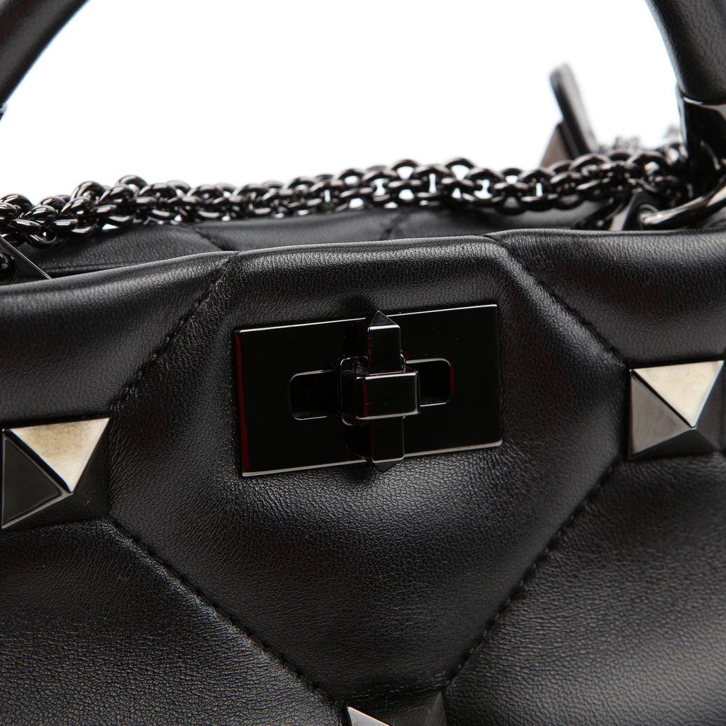 Roman Stud Top Handle Small Black