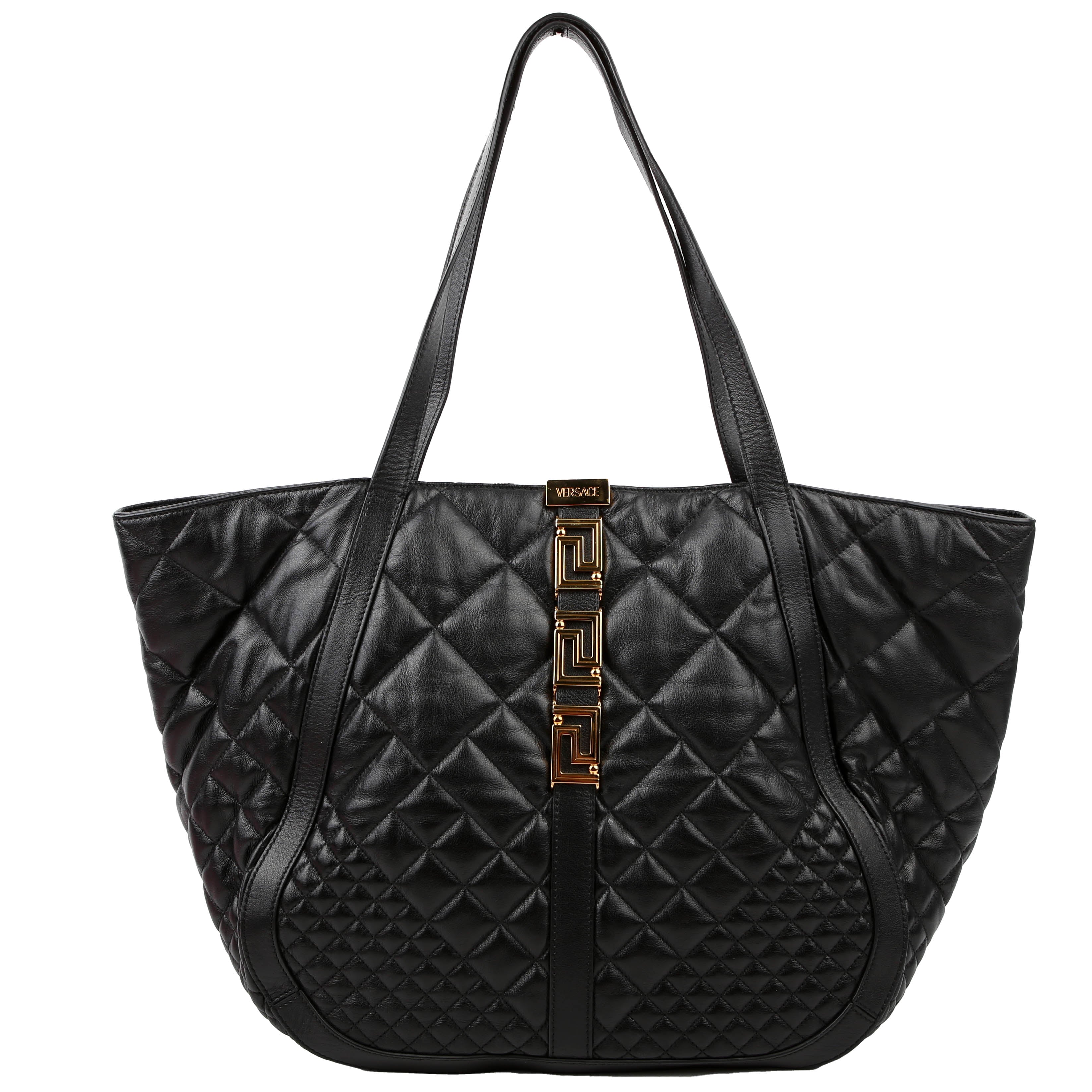 Greca Goddess Tote Leather Black