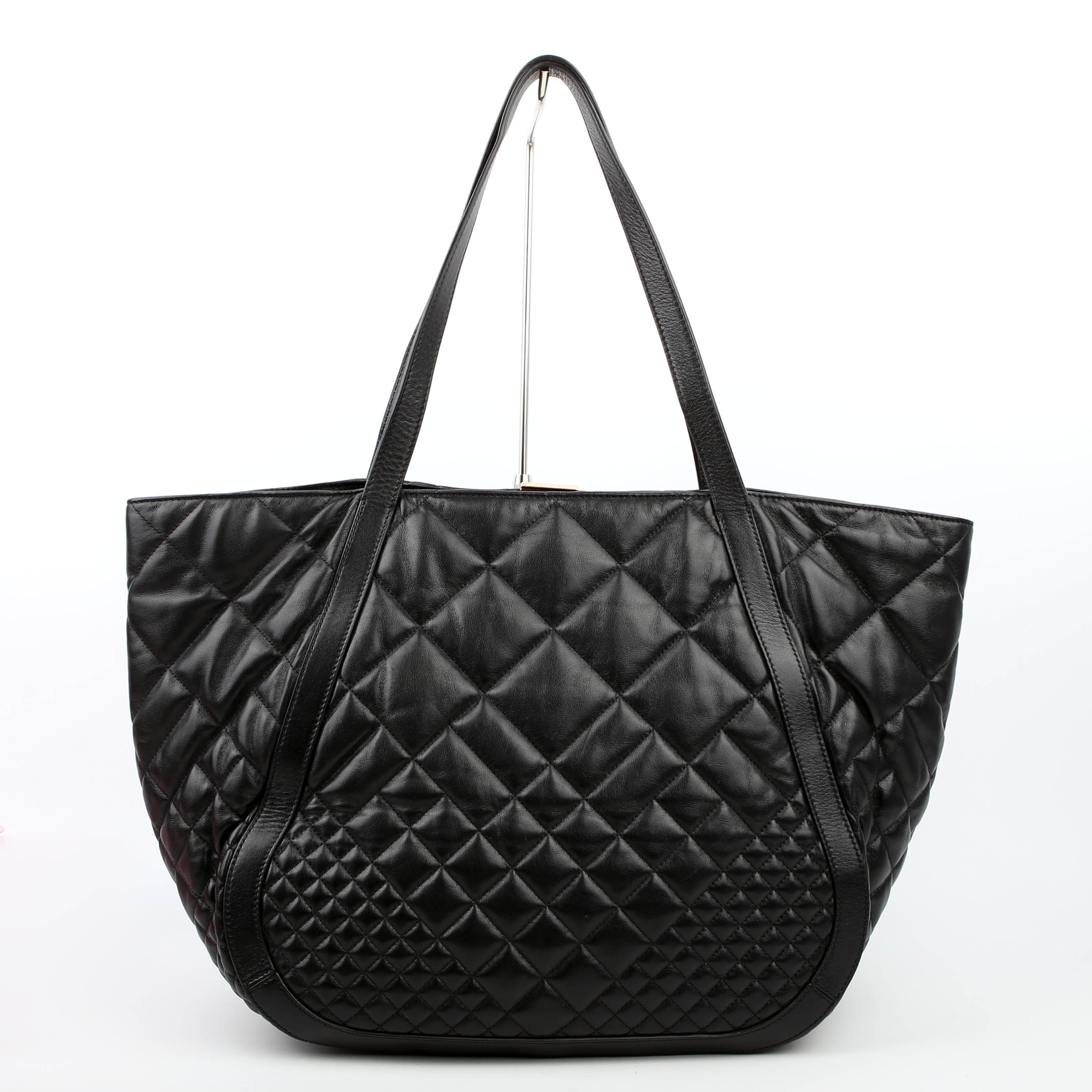 Greca Goddess Tote Leather Black