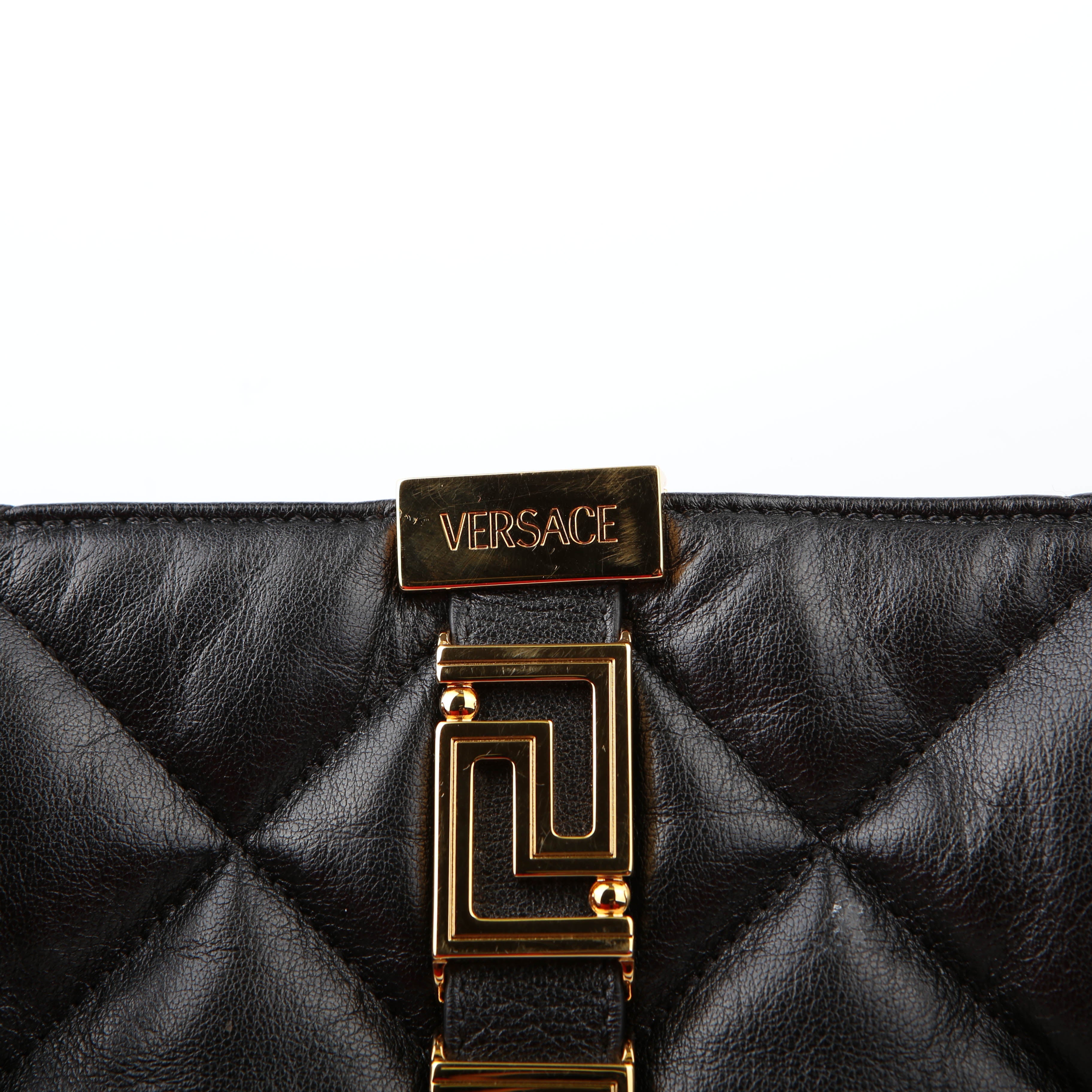 Greca Goddess Tote Leather Black