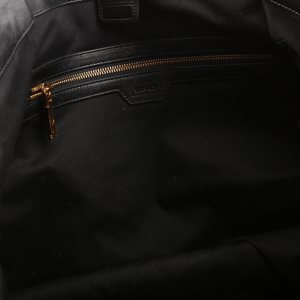 Greca Goddess Tote Leather Black